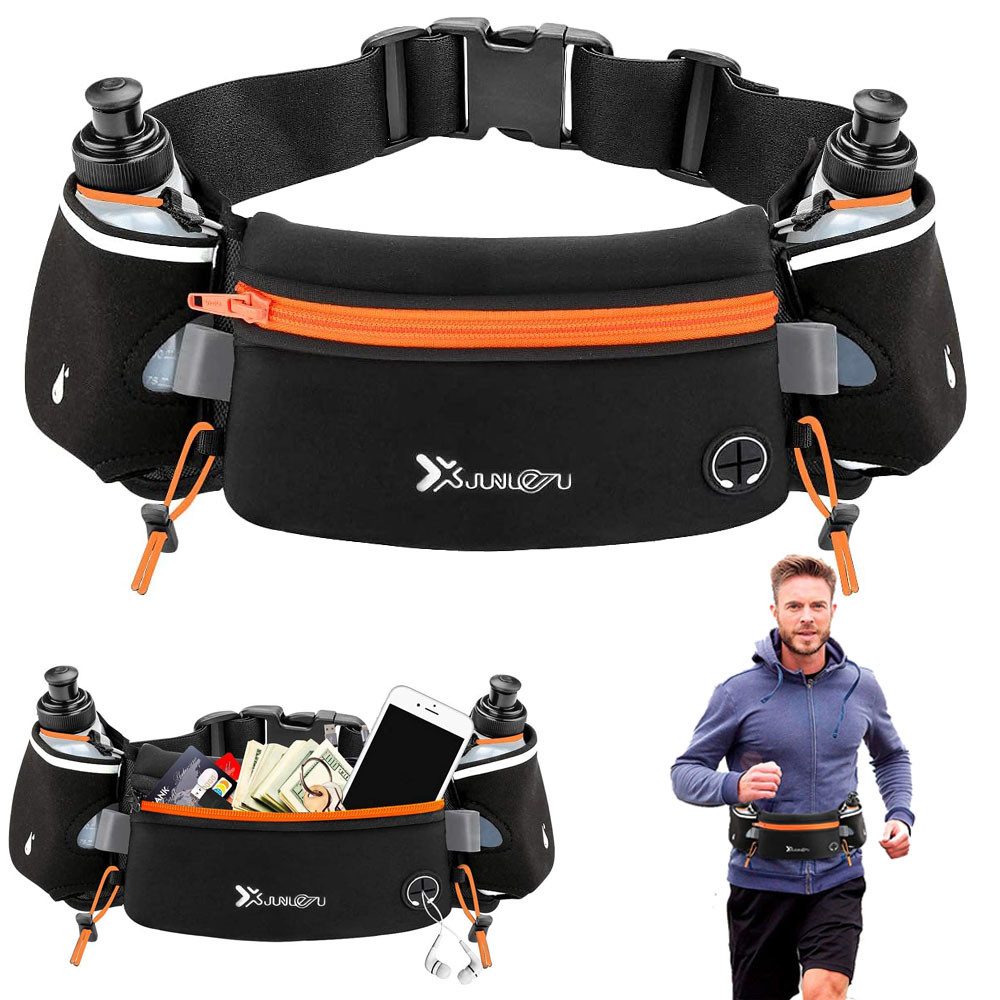 MOPUEA Laufgürtel Running Waist Pack, Laufgürtel mit Wasserflasche, Fitness (für Marathon, Laufen, Wandern, Radfahren, 1-St., Trinkgürtel, wasserdichte Hüfttasche) passend für iPhones, verstellbare Sport-Hüfttasche