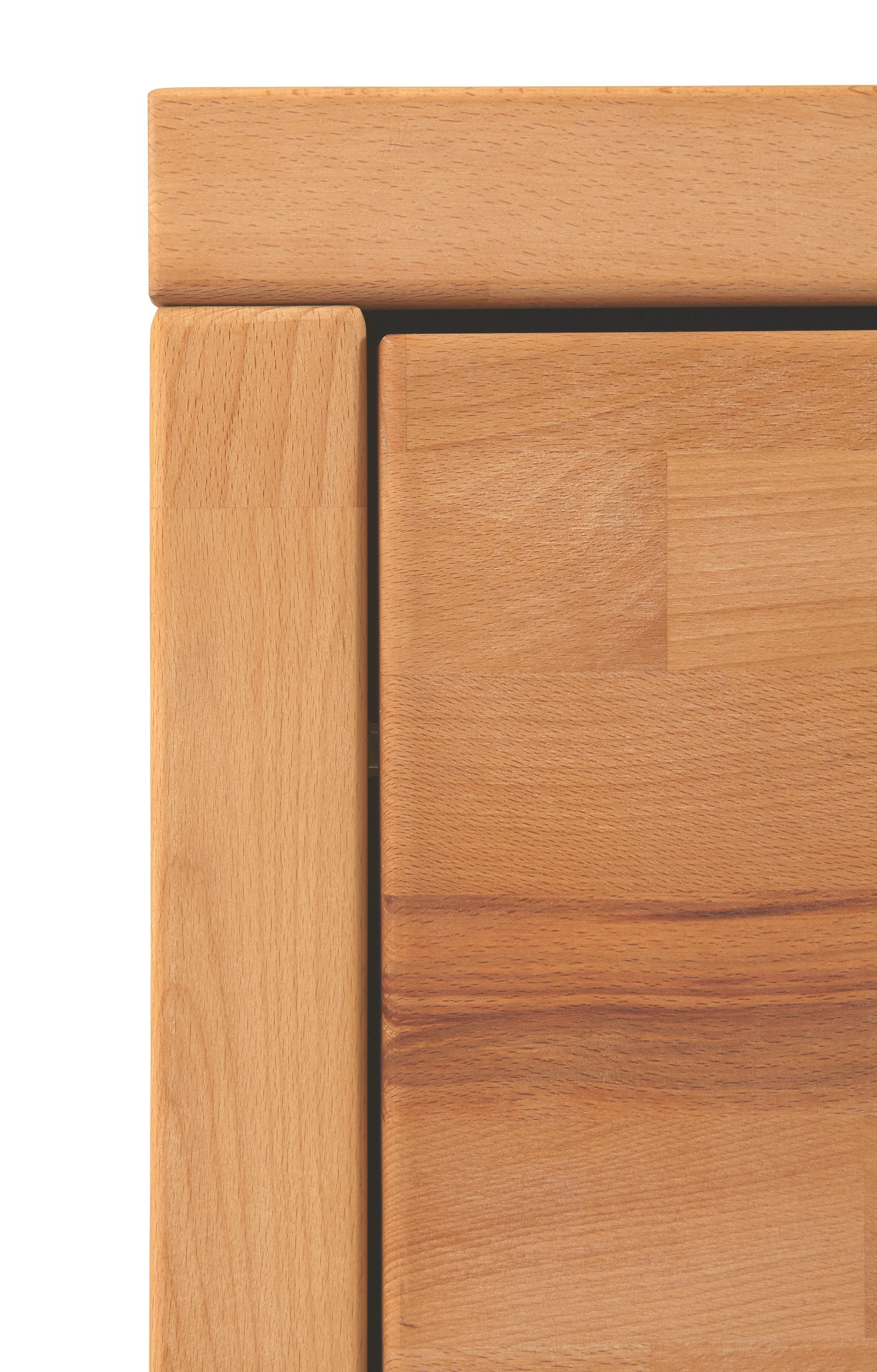 OTTO home Wohnwand Logo,Fronten Massivholz,Korpus Holzwekstoff,viel Stauraum, (Set, 4-St), Türen und Schubladen, bei TV Teil Kabeldurchführung,FSC