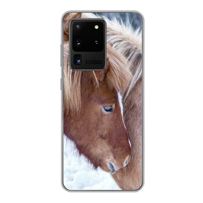 MuchoWow Handyhülle Pferde - Fohlen - Schnee Phone Case Handyhülle Samsung Galaxy S20 Ultra Silikon Schutzhülle