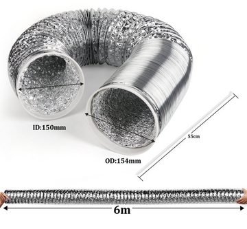 Homewit Sprühschlauch Abluftschlauch Aluminiumfolie für Abzugshaube Trockner Dunstabzug, (1 St), 125mm 6 m mit 4 Stück Kabelbinder