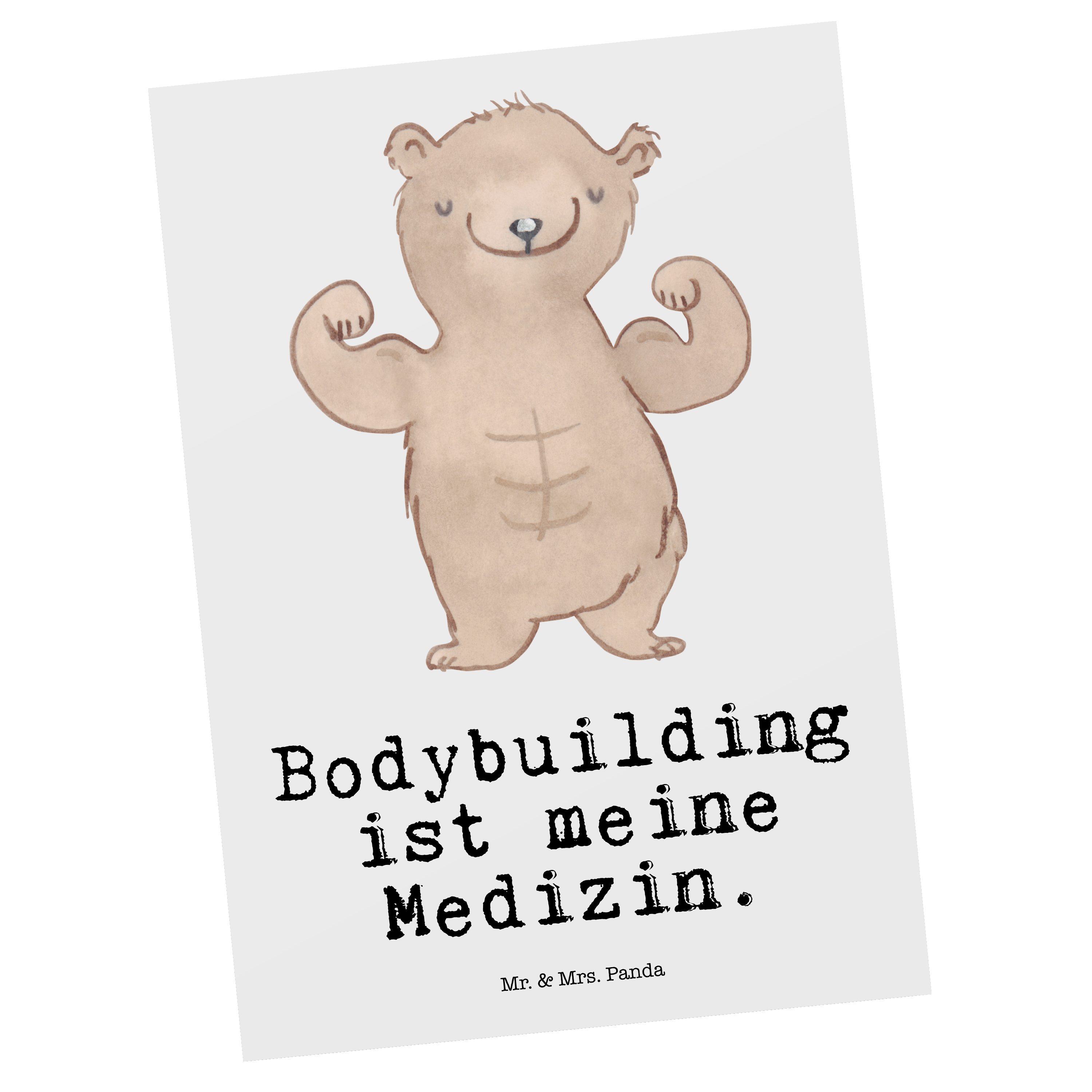 Mr. & Mrs. Panda Postkarte Bodybuilding Einladungskarte, Geschenk, Medizin Dankeska - - Weiß Bär