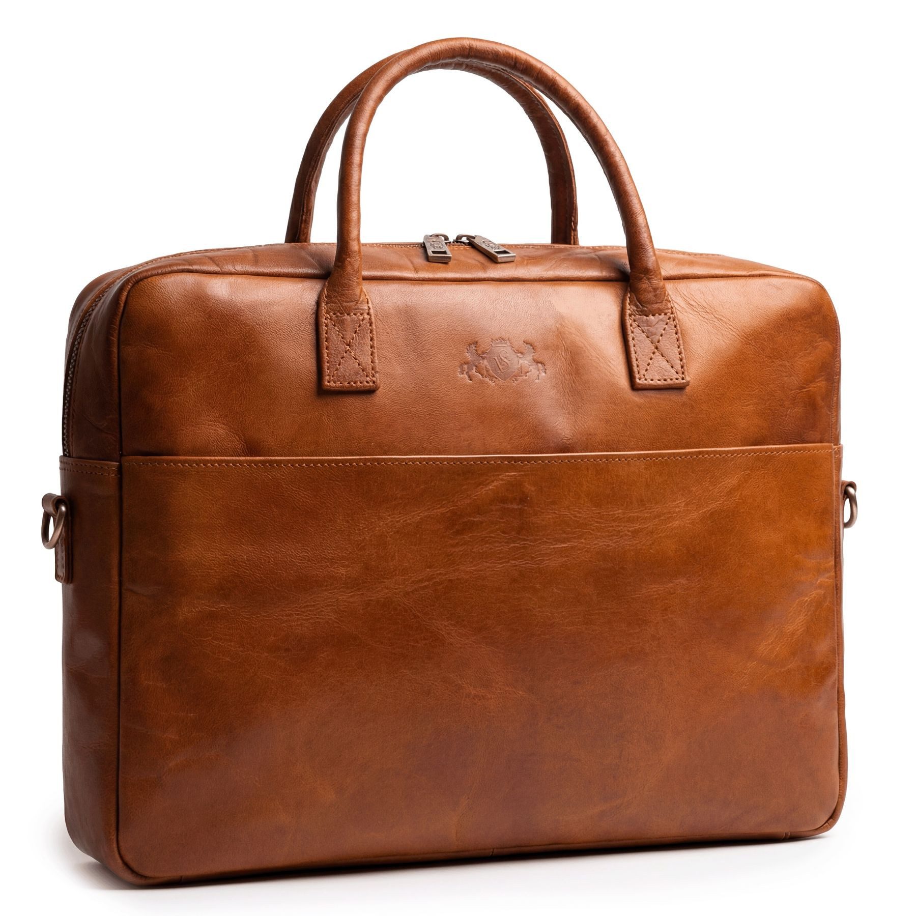 SID & VAIN Messenger Bag Cedar echt Leder Umhängetasche 15 Zoll Laptop, Arbeitstasche Businesstasche Damen Herren Aktentasche Herren braun