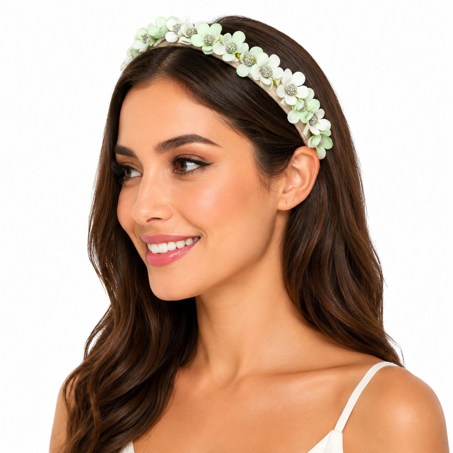 Trachtenland Haarreif Blumen Kranz "Elfe" - Schmaler Blütenkranz Haarschmuck Hochzeit
