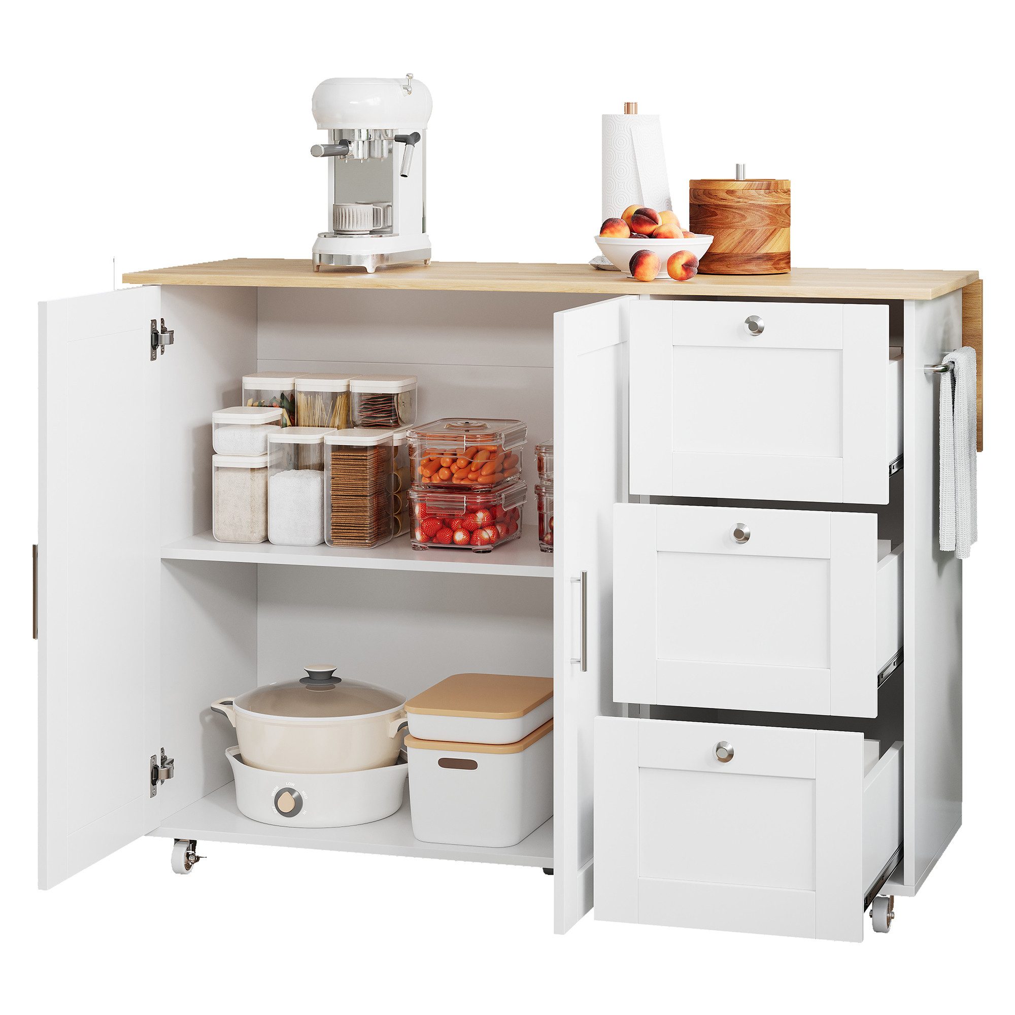 MODFU Küchenwagen mit erweiterbarer Arbeitsplatte, (Kücheninsel, Servierwag günstig online kaufen