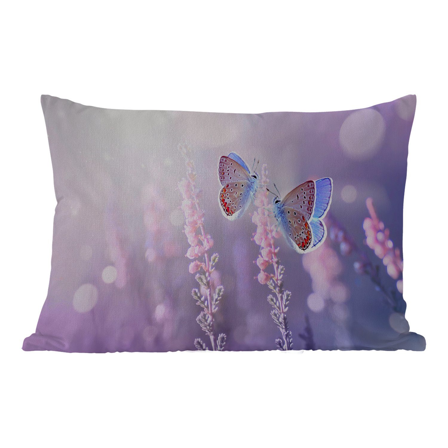 Kissenhülle Outdoor-Dekorationskissen, MuchoWow Schmetterling Lila, Dekokissenbezug, Blumen - - Dekokissen Lavendel - Polyester,