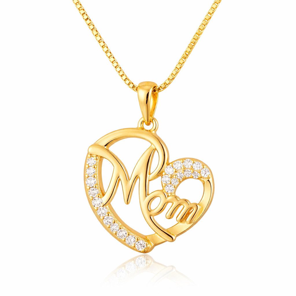 PAVELS Kette mit Anhänger Lovely Mom, Wunderschöne Herzkette für die Mama