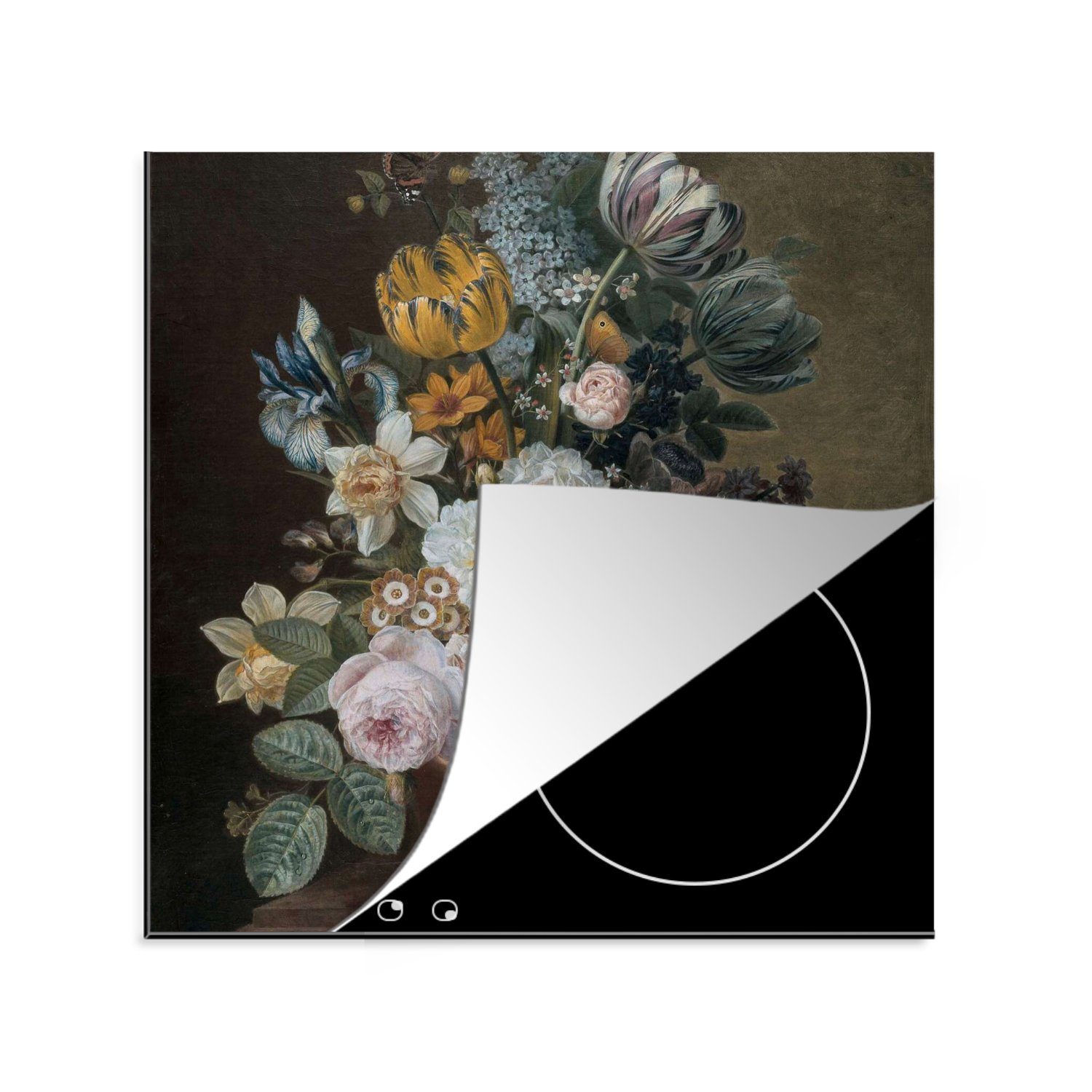MuchoWow Herdblende-/Abdeckplatte Stilleben mit Blumen - Gemälde von Eelke Jelles Eelkema, Vinyl, (1 tlg), 78x78 cm, Ceranfeldabdeckung, Arbeitsplatte für küche