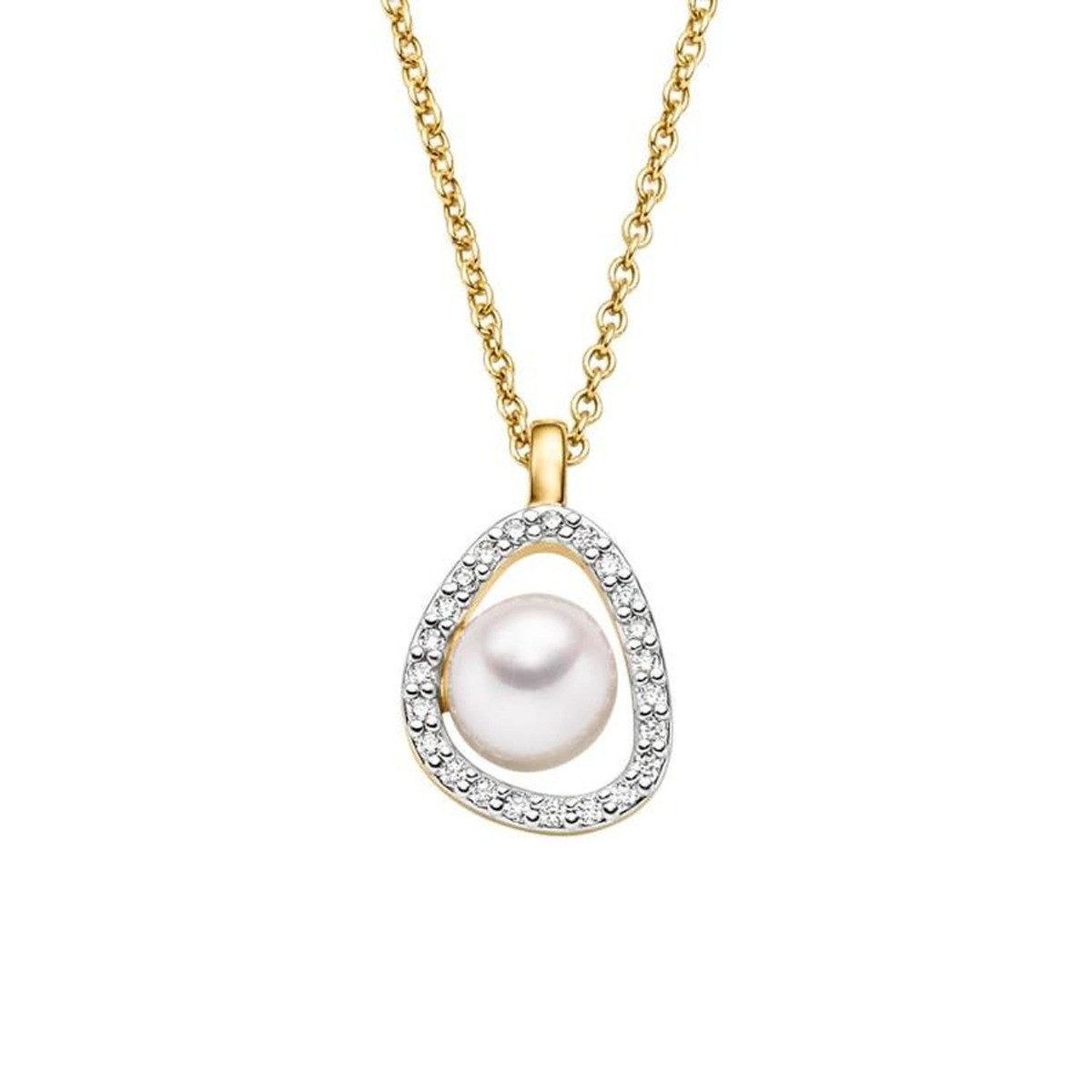 VIVENTY Kette mit Anhänger Halskette mit Anhänger Süsswasserperle Zirkonia Silber 788752