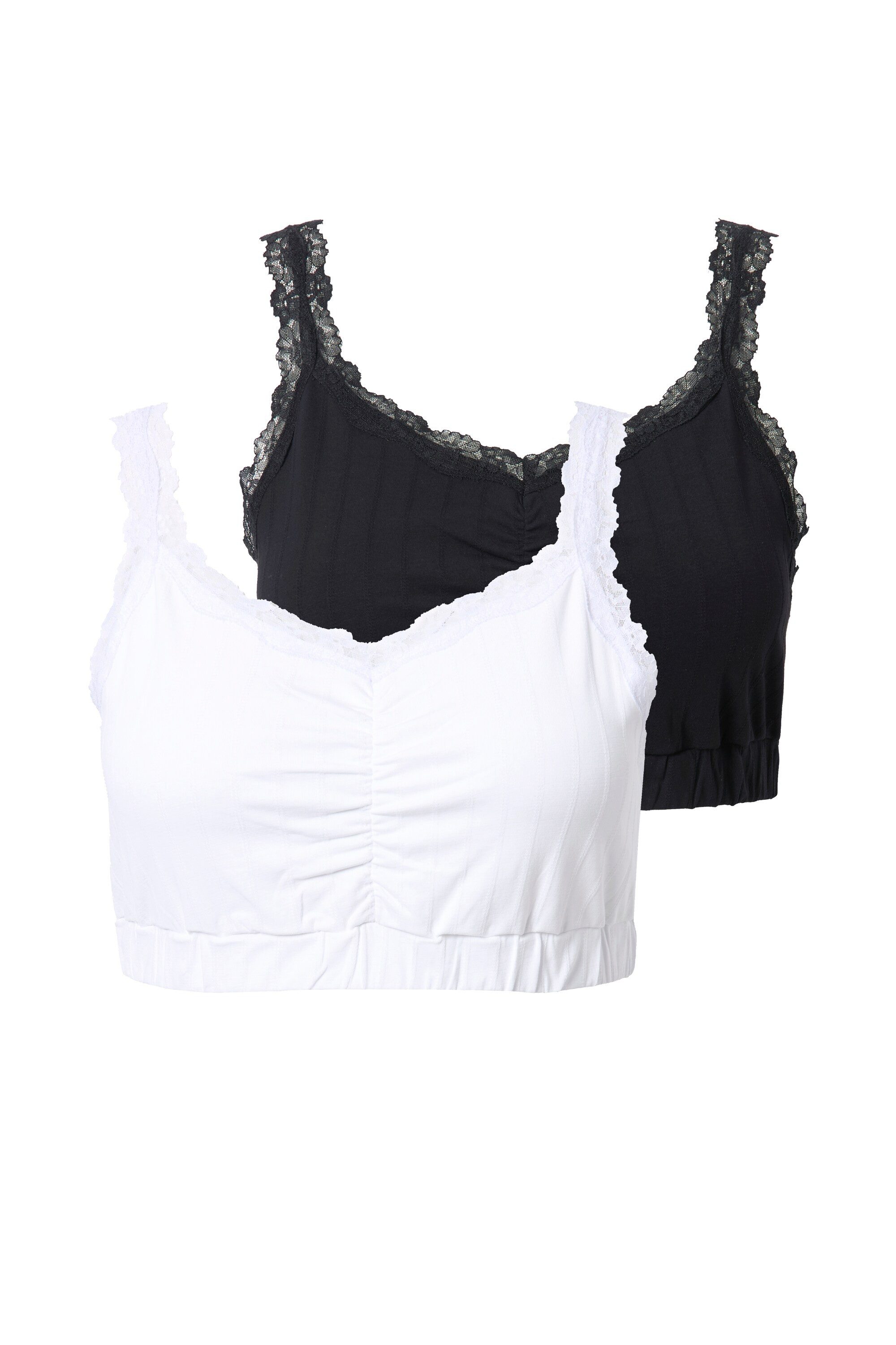 Ulla Popken Bustier Bustiers 2er-Pack Spitzenkante Ajourjersey