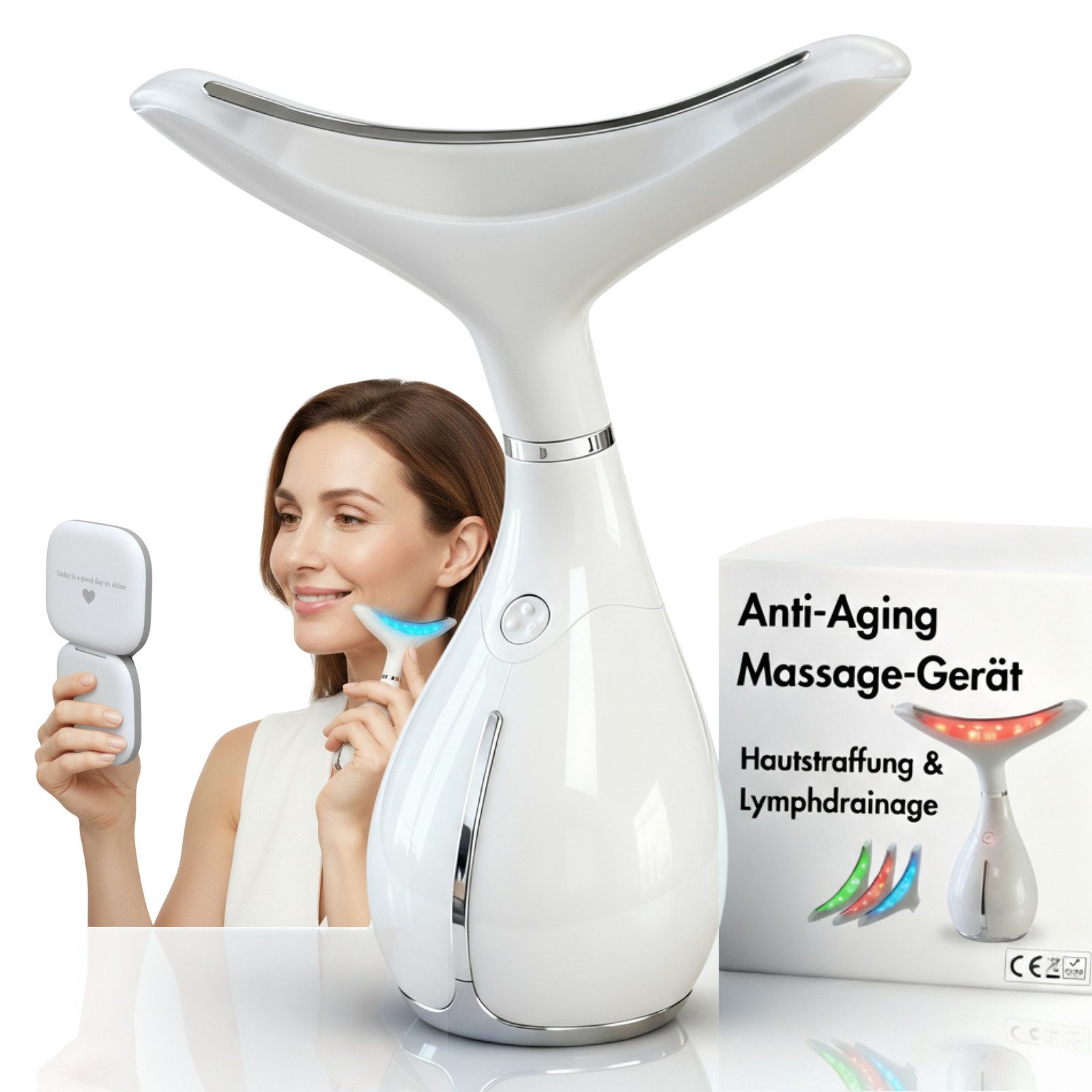 BeautiQ Gesichtsmassagegerät [Preissieger] Beauty Prestige Anti-Aging, Faltenwunder, 4-in-1-Technologie für jugendliche Haut: LED, Vibration, Wärme & Kälte