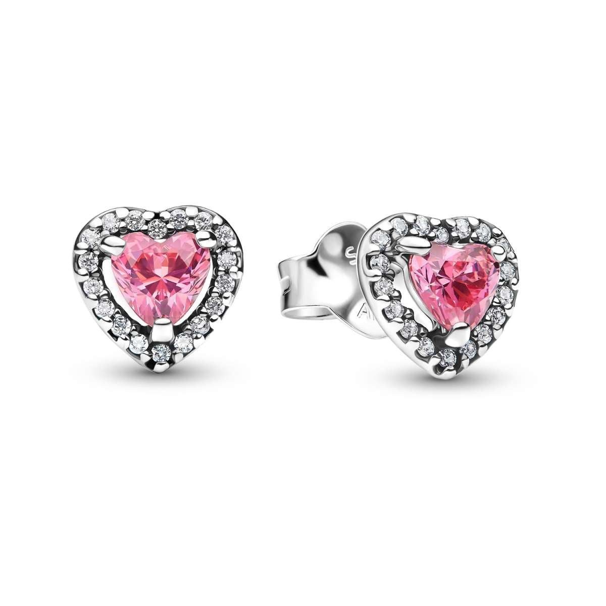 Pandora Paar Ohrstecker 298427C02, für Damen Erhabenes Herz Pink