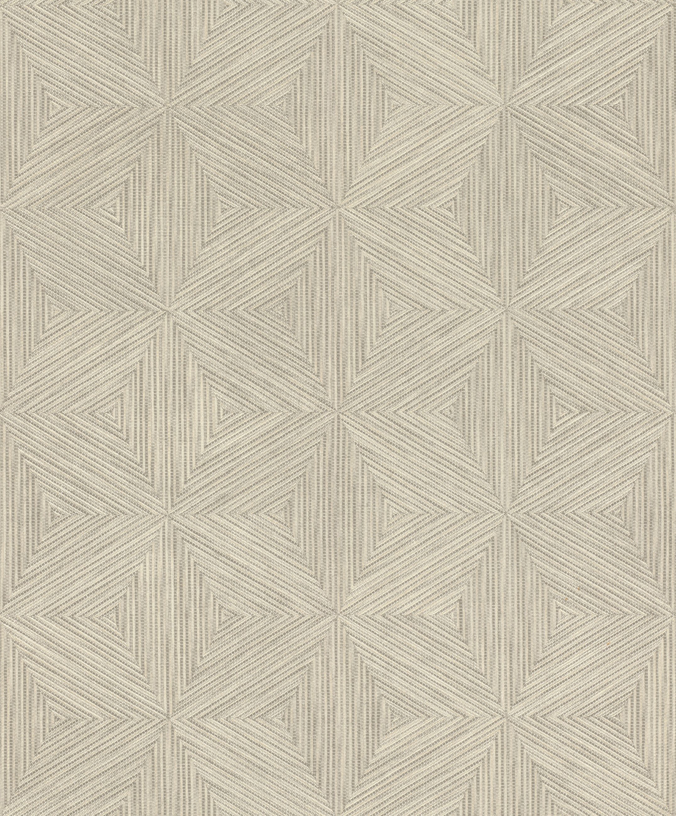 Rasch Vliestapete Rauten 3D-Effekt - Vinyltapete Beige Grau, floral, 3D-Optik, grafisch, (1 Rolle, 1 St., Kollektion 'Back To Nature' - 10,05 m x 0,53 m), Lichtbeständige Farben - Feucht abwischbar - Restlost abziehbar