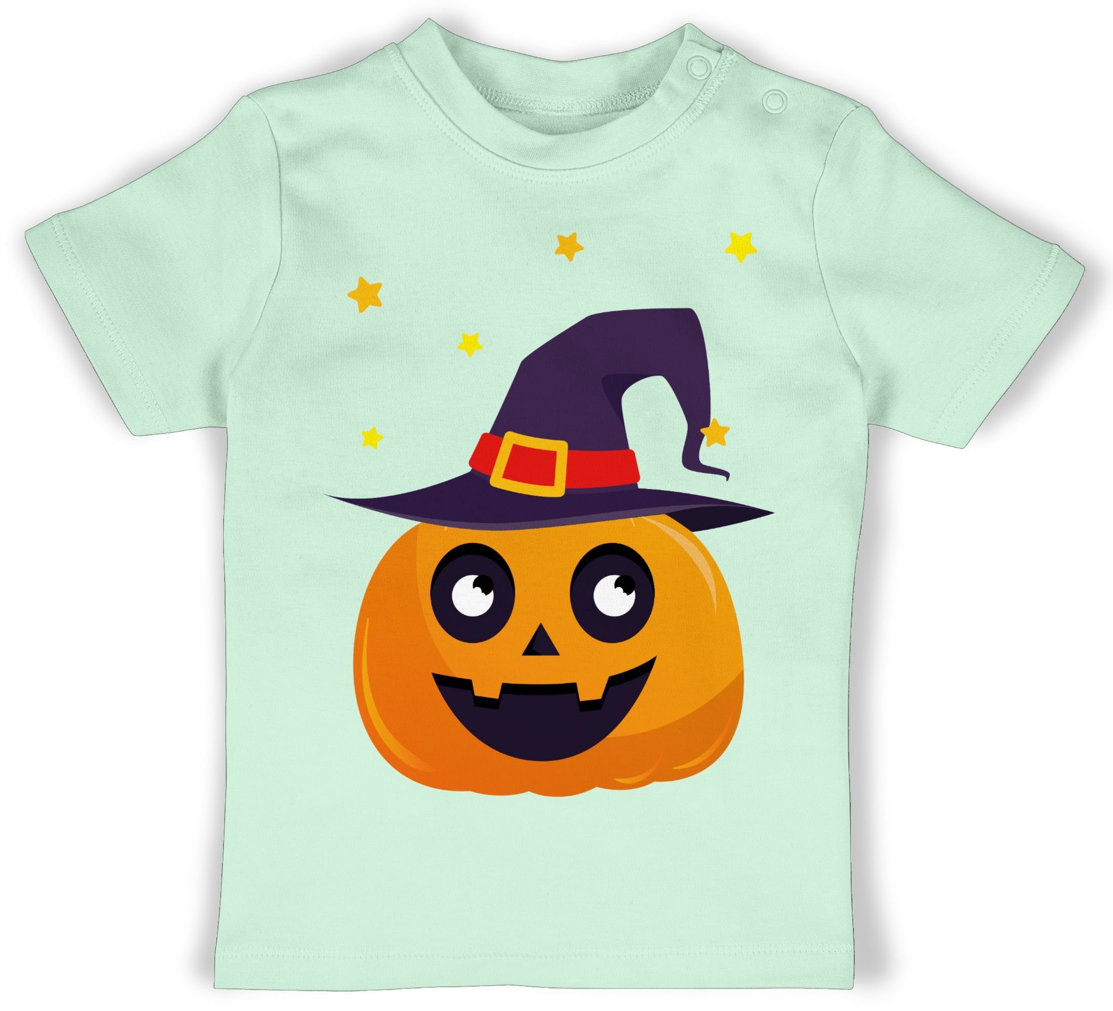 Shirtracer T-Shirt Süßer Kürbis Niedlich Pumpkin Halloween Kostüme für Baby 2 Mintgrün