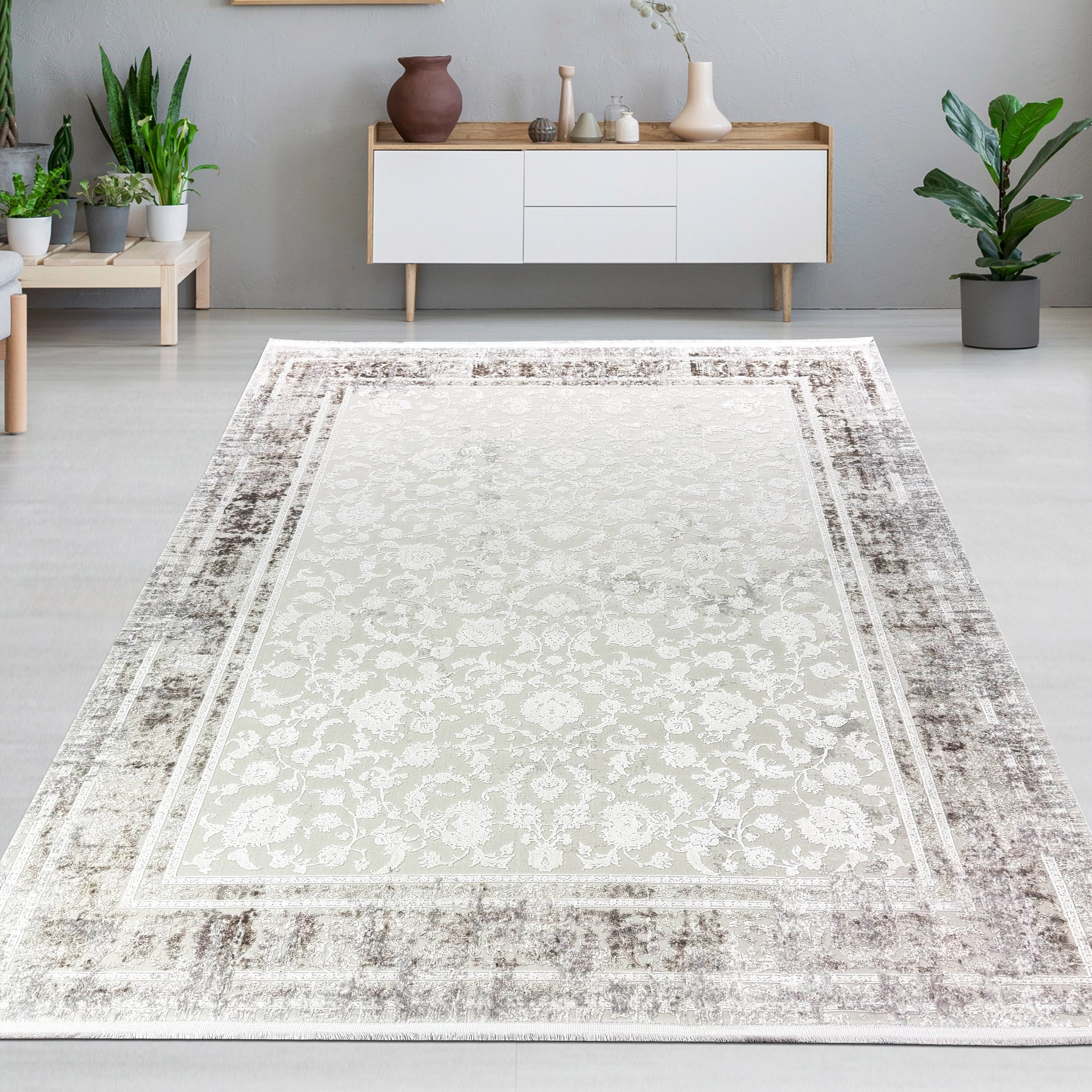Carpetia Teppich Edler Vintage Teppich Hochwertig mit orientalischem Muster in creme, rechteckig, Höhe: 7 mm