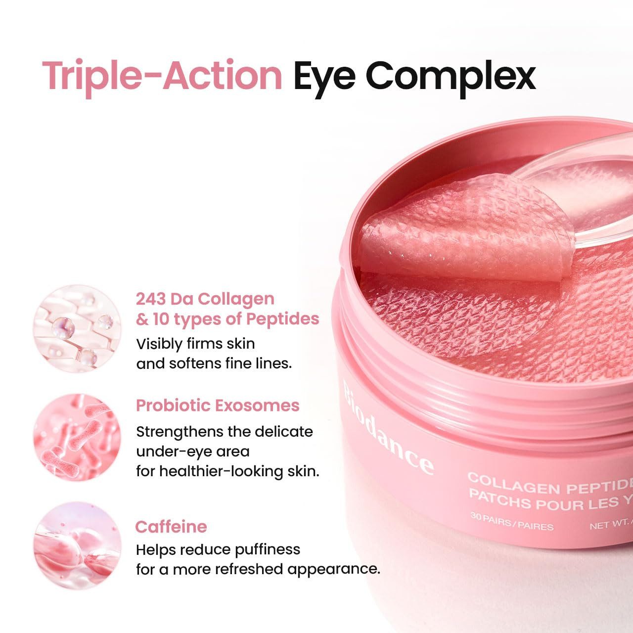 Biodance Augenpads Collagen Peptide Eye Patches 85 g – Hydrogel Augenpatches mit Kollagen, inkl. Applikator-Spatel, für alle Hauttypen