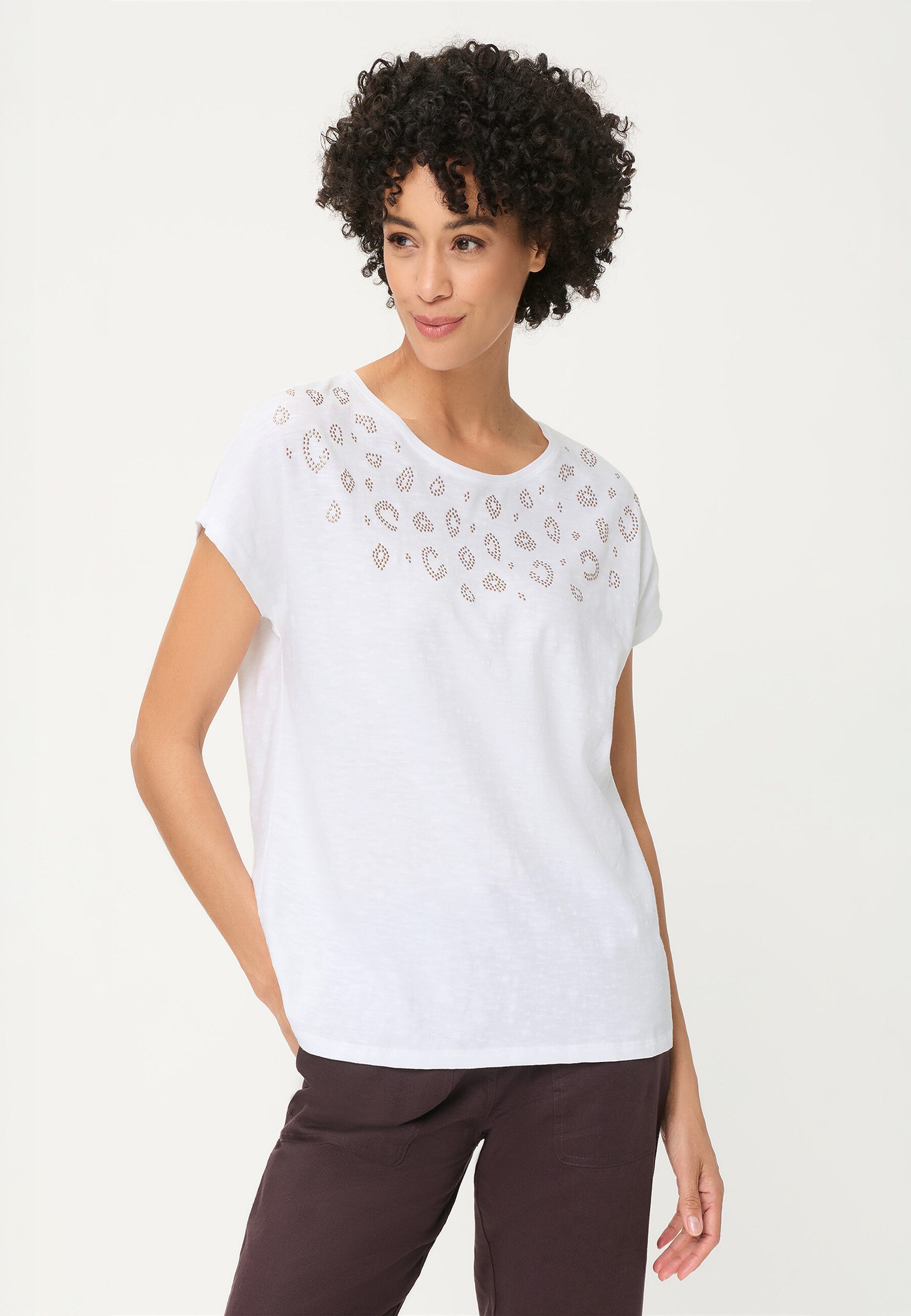 Olsen T-Shirt Shirt mit Placement-Print und Rundhalsausschnitt