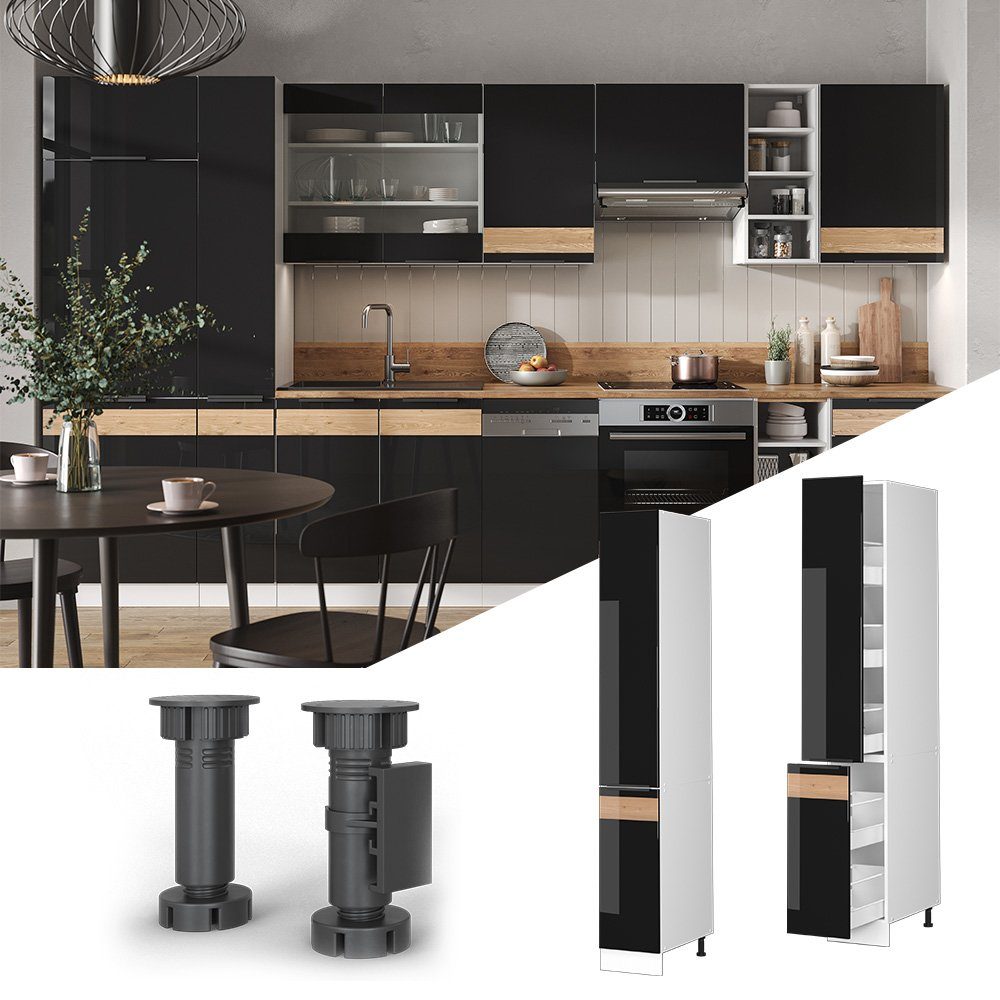 Vicco Hochschrank Fame-Line, Schwarz Hochglanz/Weiß, 30 günstig online kaufen