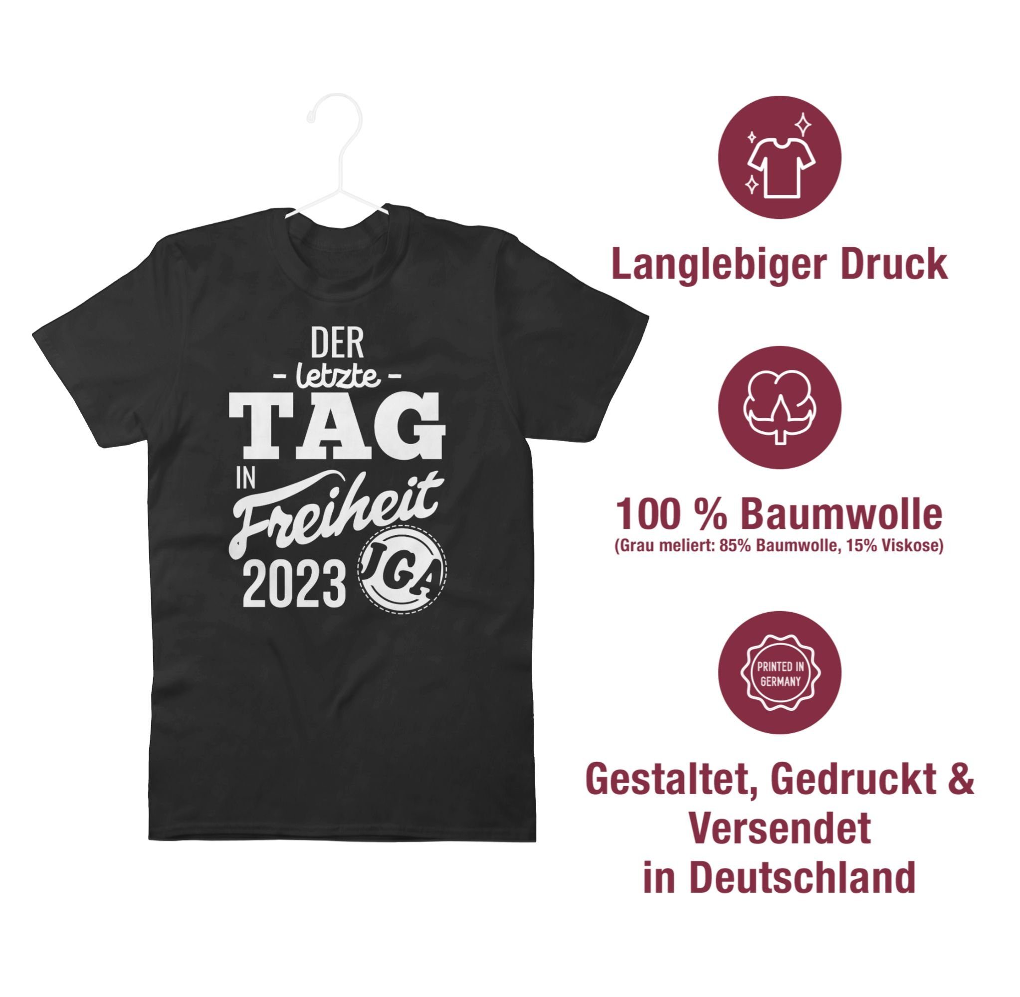 letzte JGA Männer Tag Schwarz Freiheit Shirtracer Der 2023 in 1 T-Shirt
