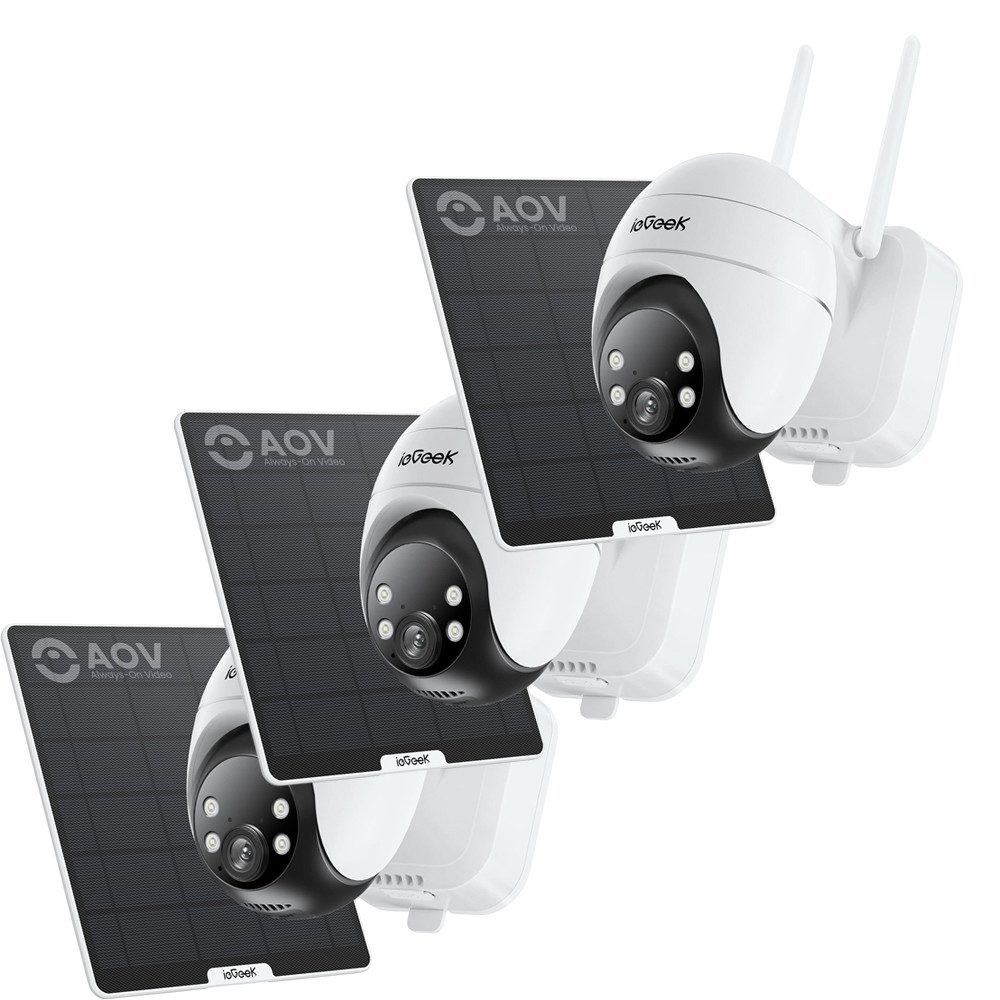 TWUFY Überwachungskamera ieGeek 24/7 AOV Überwachungskamera Aussen mit Auto-Tracking (Outdoor, Außenbereich, außen, Aussen, 5W Solarpanel & 9000mAh Akku, 30m Farbnachtsicht, 3-tlg., 2.5K 4MP 360° PTZ Kamera Solar, Camera Outdoor WLAN Kabellos mit Intelligente Erkennung)