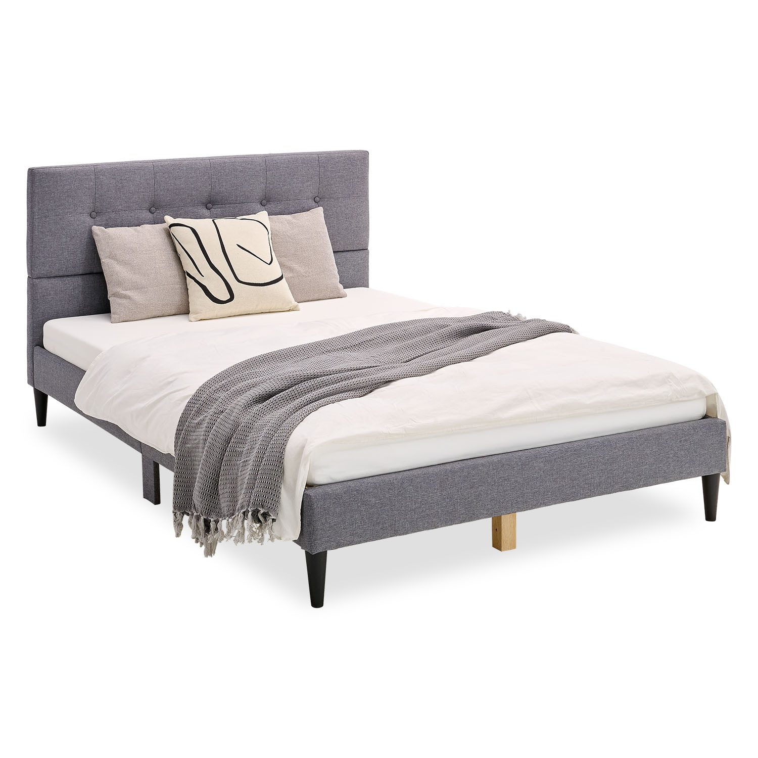 Homestyle4u Polsterbett 120x200 mit Lattenrost Einzelbett Grau Stoffbett mit Polsterkopfteil (Set, Bettgestell mit Lattenrost, Anleitung). Reduzierter Preis € 259,95. Unverbindliche Preisempfehlung € 349,95