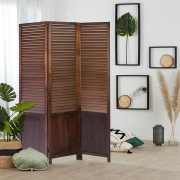 Homestyle4u Paravent Raumteiler Holz Trennwand Sichtschutz Braun Indoor, 3-teilig