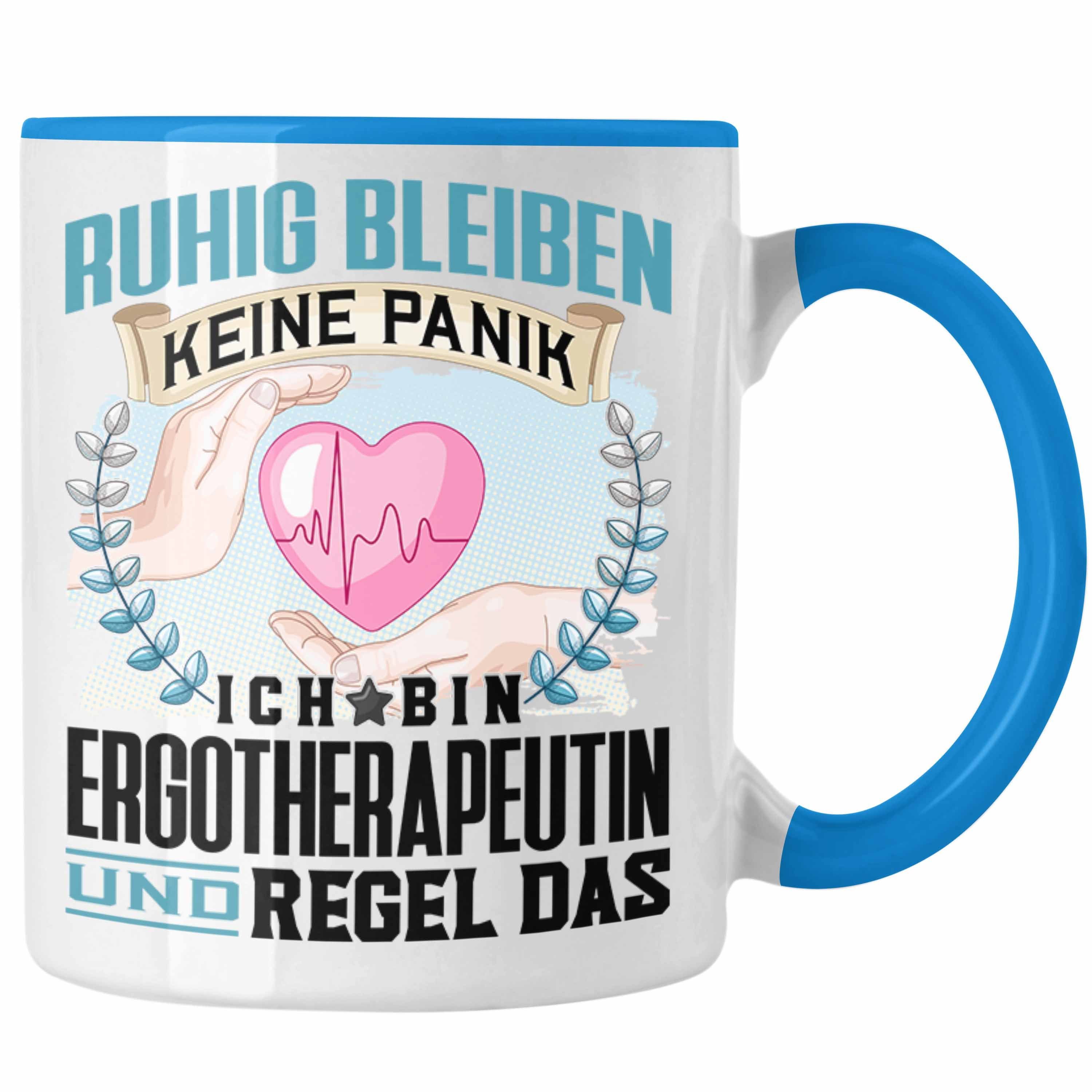 Trendation Tasse Trendation - Ergotherapeutin Tasse Geschenk Lustiger Spruch Männer Ruh Blau | Teetassen