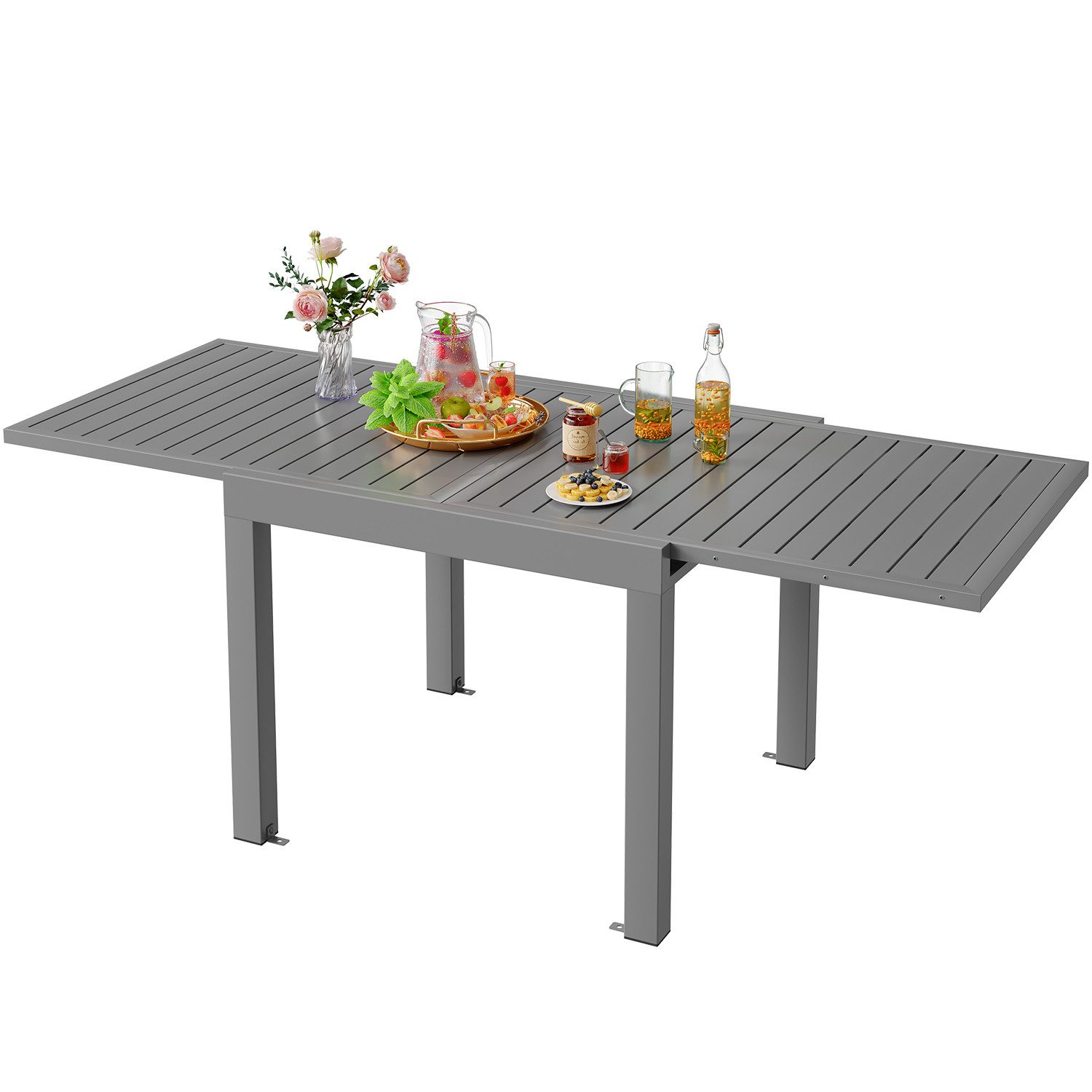 HOMALL Gartentisch Gartenanbautisch 80/160 cm,ausziehbarer Aluminiumtisch günstig online kaufen