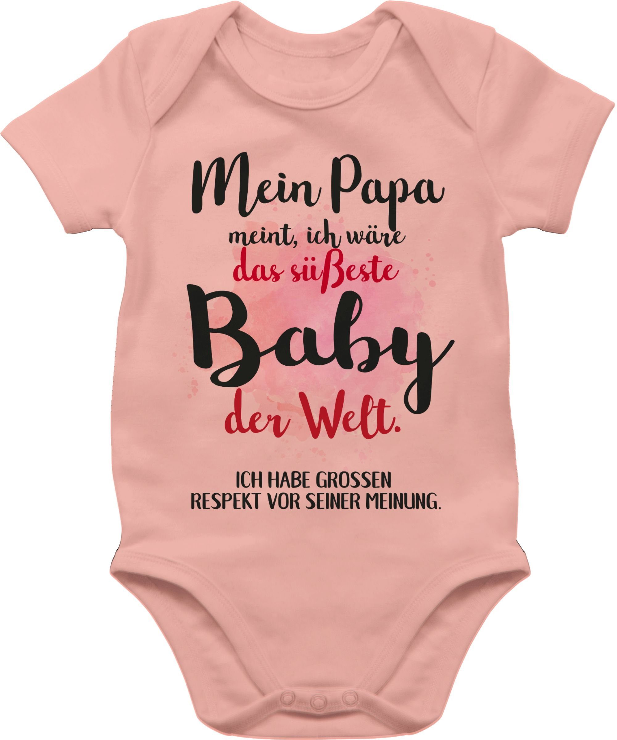 Shirtracer Shirtbody Mein Papa meint, ich wäre das süßeste Baby der Welt. Strampler Baby Mädchen & Junge 2 Babyrosa