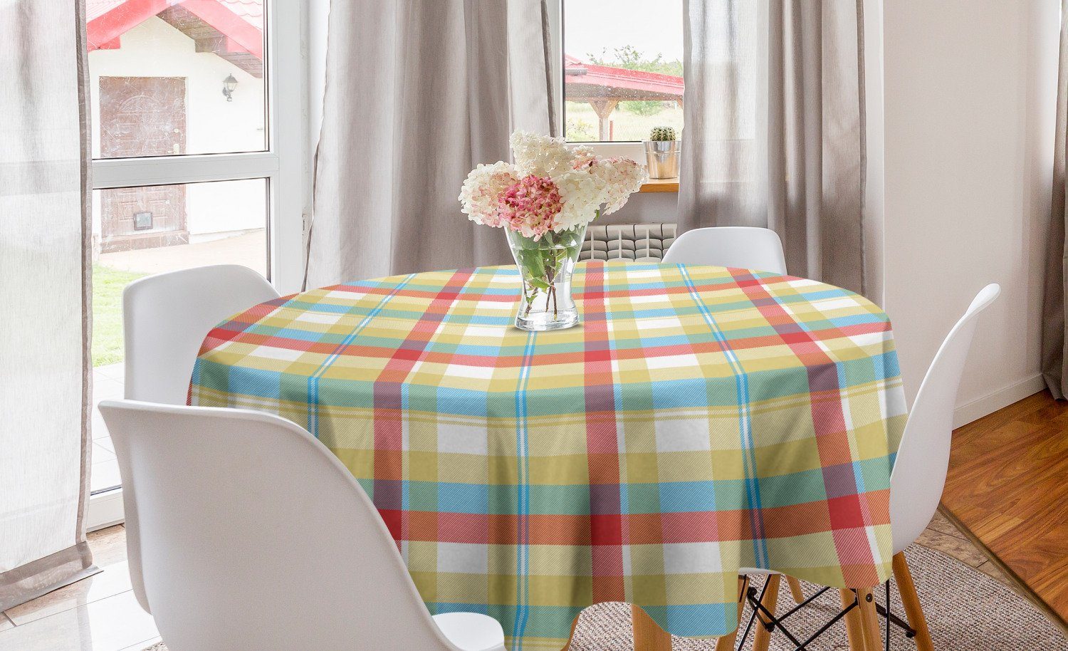 Tischdecke mit Tischdecke Dekoration, für Abdeckung Bunte Plaid Esszimmer Abakuhaus Formen Linien Kreis Küche