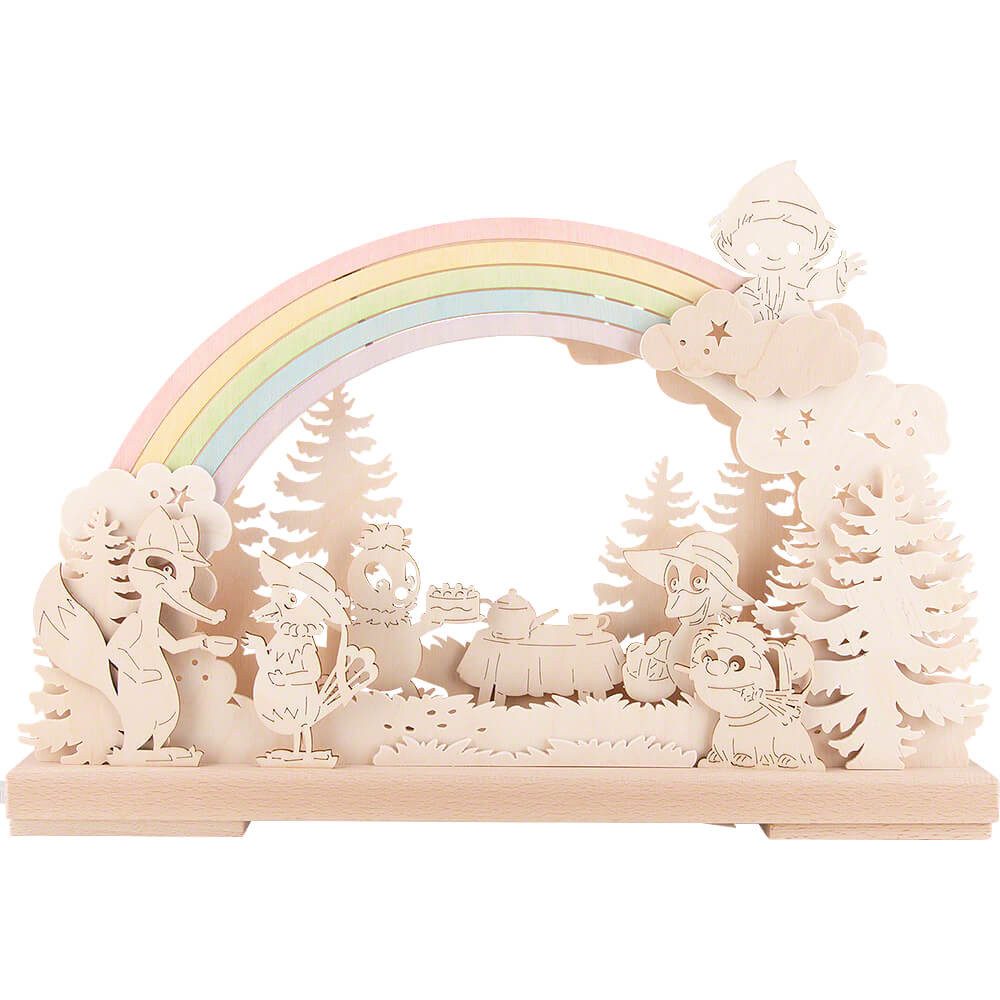 RATAGS Kunsthandwerk Schwibbogen 3D-Schwibbogen Sandmännchen unter dem Regenbogen (43x30cm) von RATAGS
