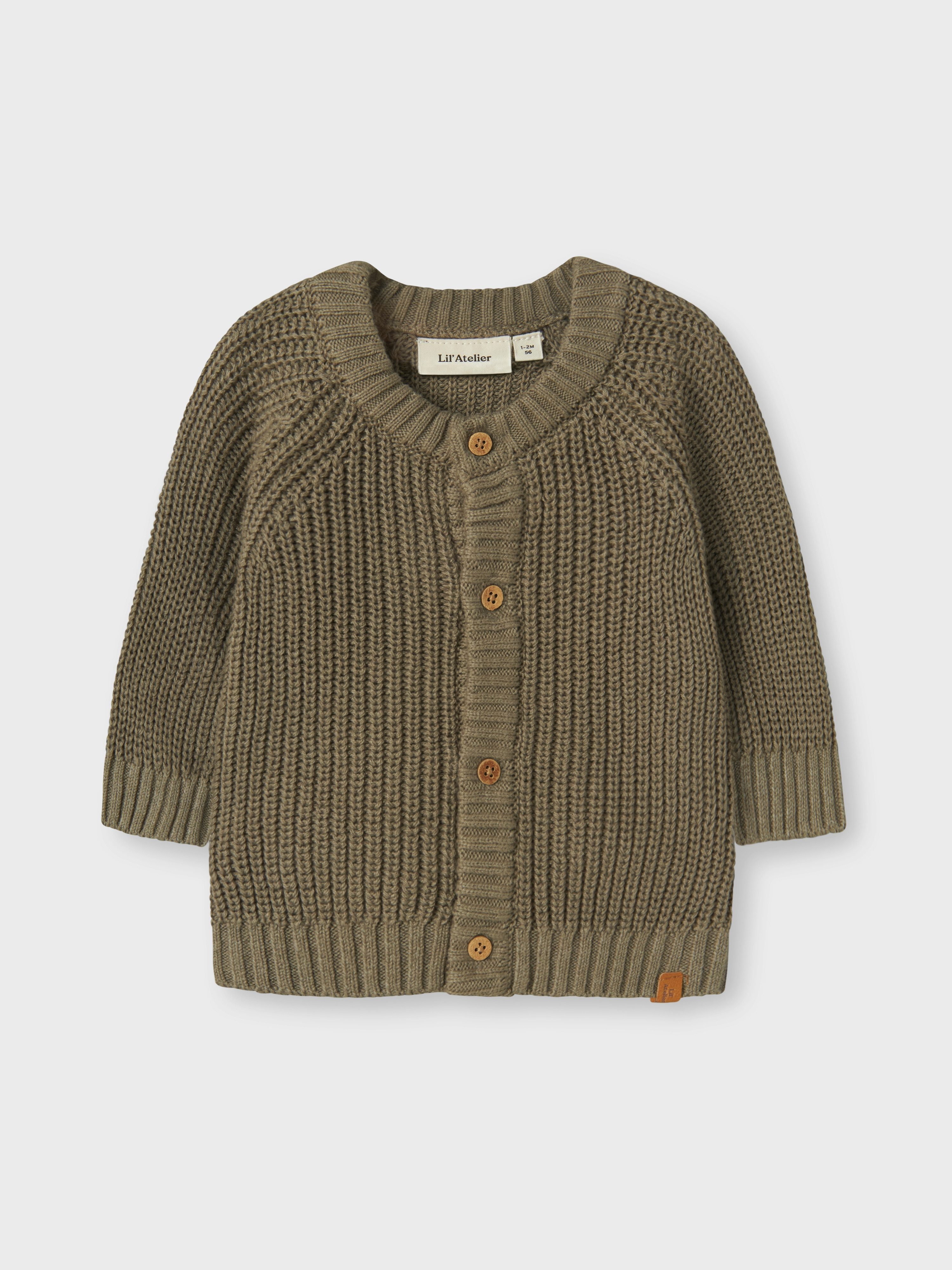 Lil' Atelier Strickjacke NBNEMLEN LS KNIT CARD LIL NOOS weiche Baumwolle, Rippstrick