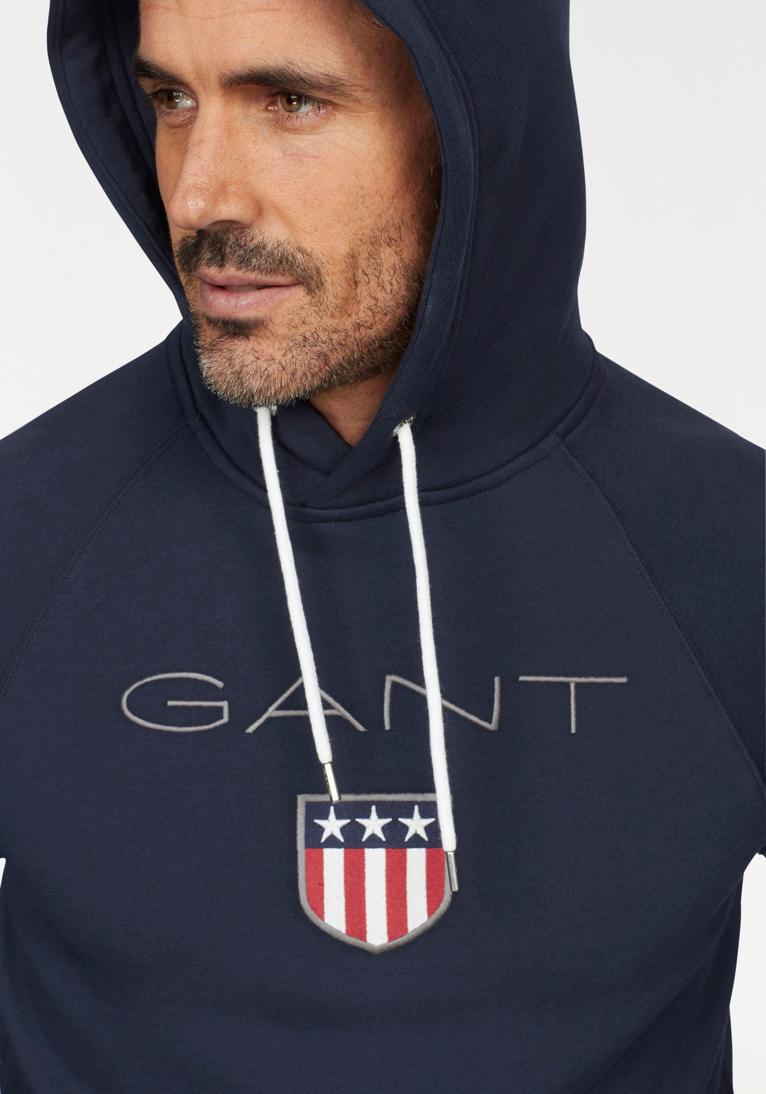 Kapuzensweatshirt Shield Gant Hoodie Gant-Stickerei marine Sweat plakative