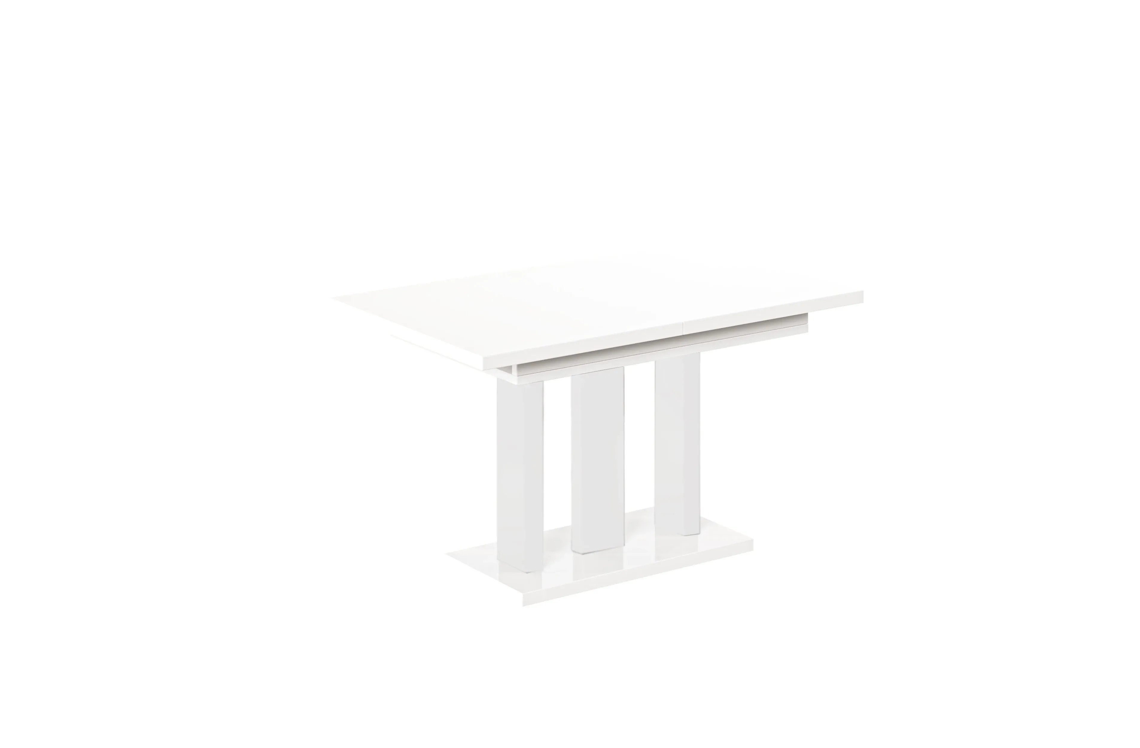 Endo-Moebel Säulen-Esstisch "Appia White" 130-210cm ausziehbar, erweiterbar, modern (1 Tisch), 2 Erweiterungsplatten, für 4, 6 oder 8 Personen, weiße Beine – Bild 4 von 5