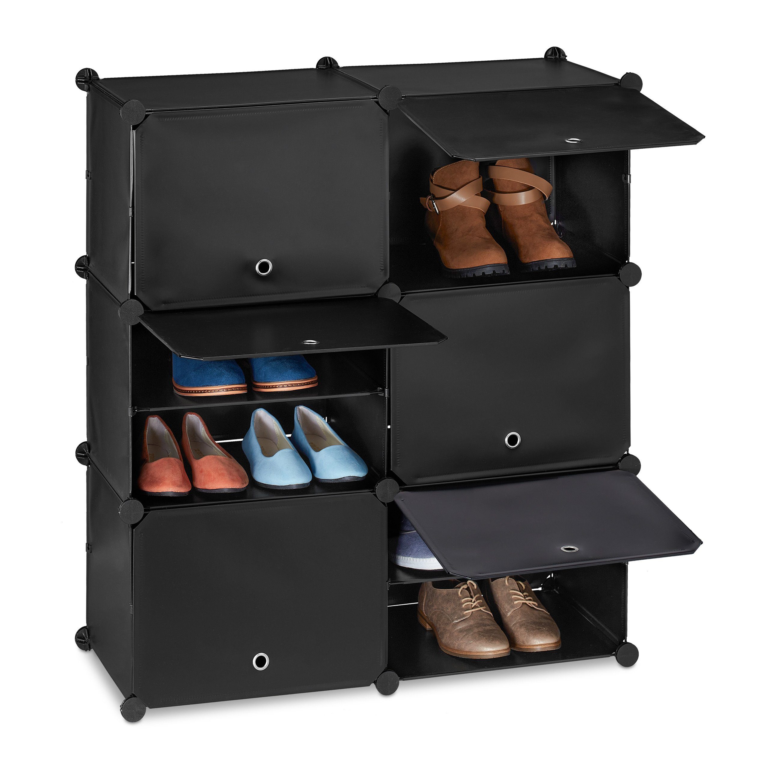 relaxdays Schuhregal Schwarzer Schuhschrank mit 12 günstig online kaufen