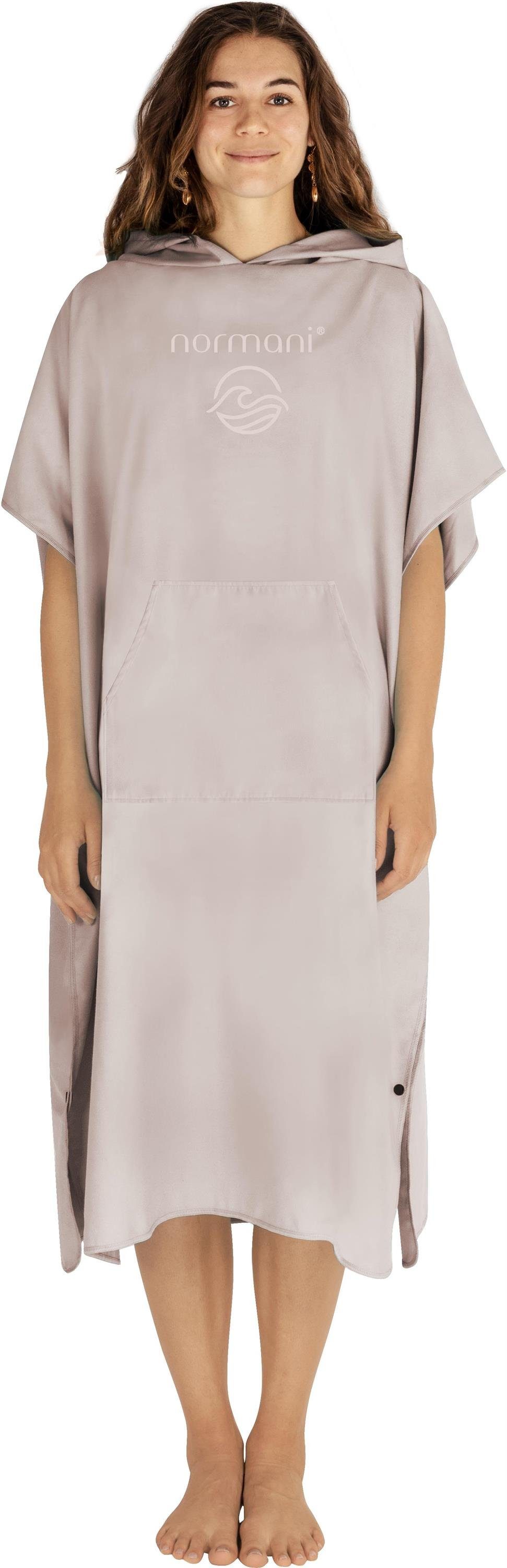 normani Badeponcho Damen Mikrofaser Badeponcho Nosara, Midilänge, Polyester, Kapuze, Schlupf, Surfer Poncho + Badetuch aus recyceltem Material
