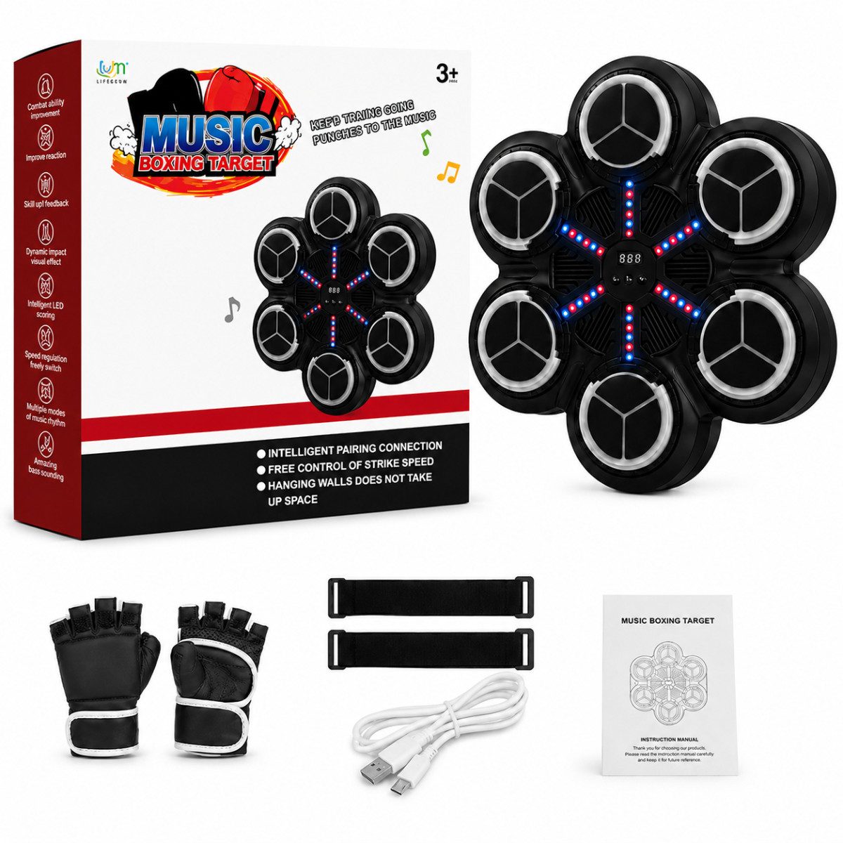 R2 Invest Boxmaschine Elektronische Boxmaschine für Kinder mit Musik LED Trefferzähler