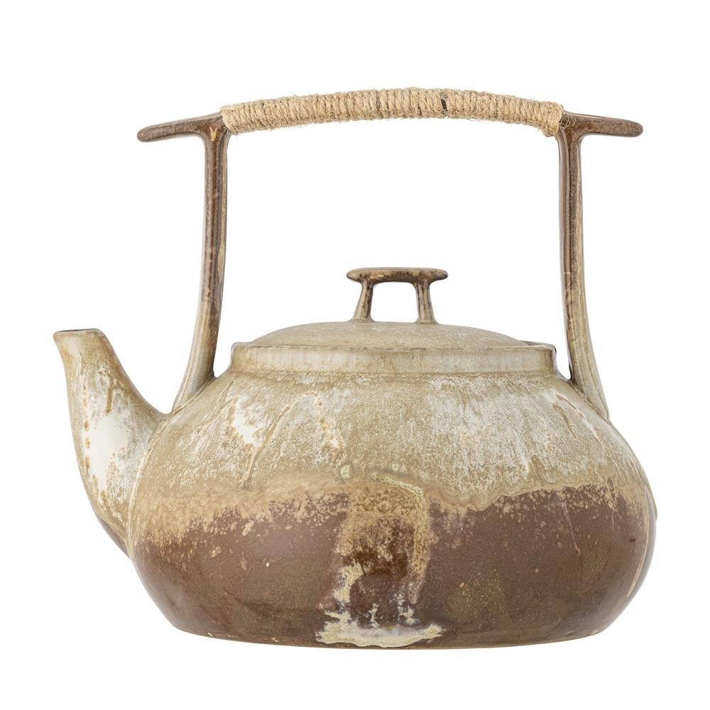 Bloomingville Teekanne Ikigai Braun, Steingut, D21,5xH19 cm, 1,55 l, Kanne, Teekrug, Servierkanne, Rustikal, Naturglasur, Unikat, Teegenuss