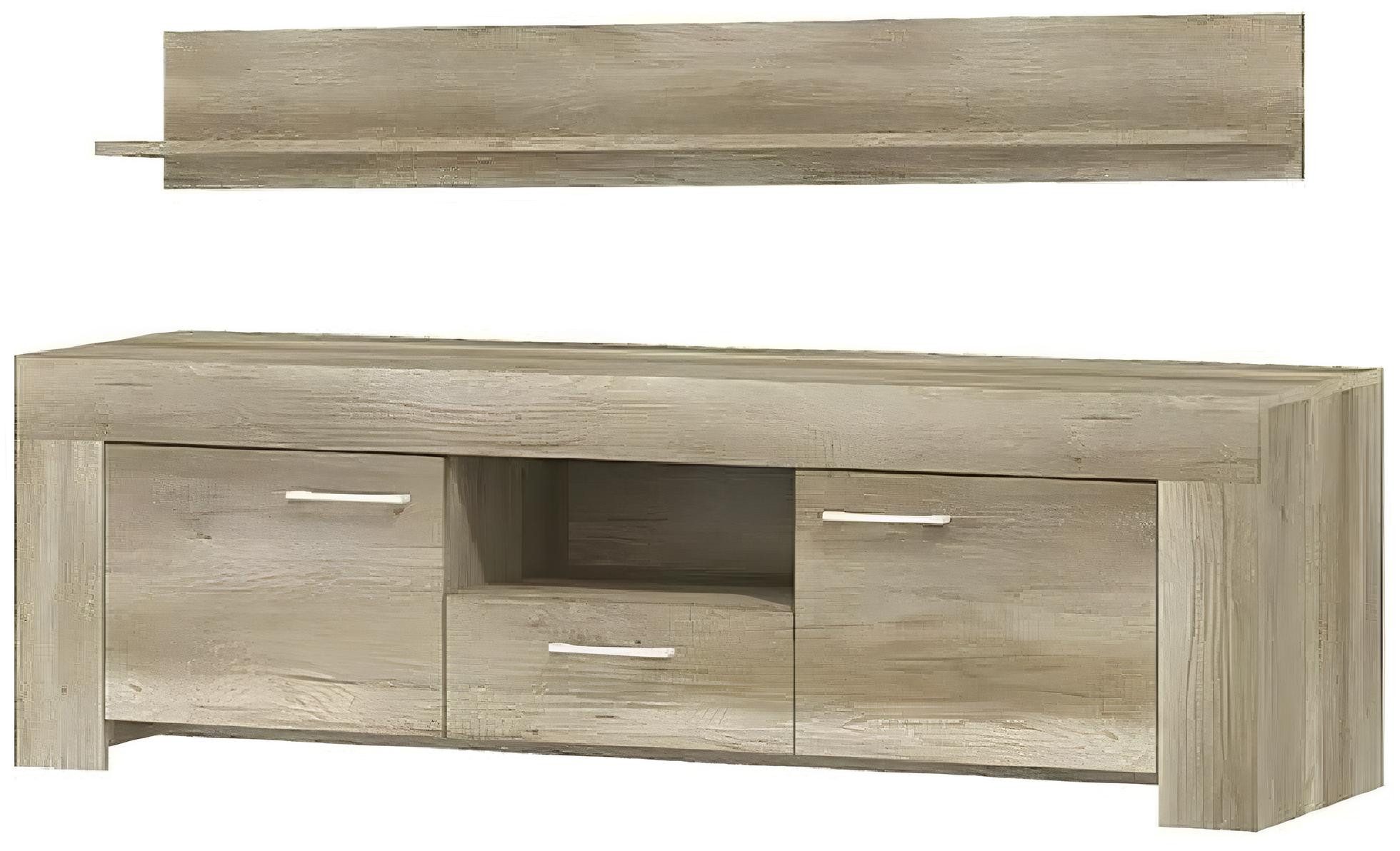 TV-Board Holz TV-Schrank mit Stauraum und Ablageflächen für Wohnzimmer