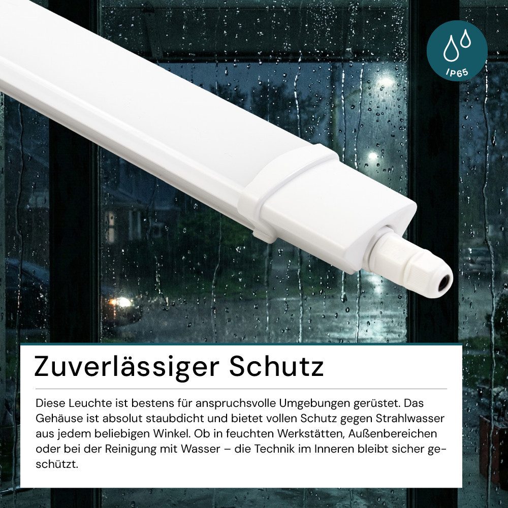 LUXULA LED Unterbauleuchte LUXULA LED Feuchtraumleuchte 120 cm 36 W 4000 K Neutralweiß Weiß, LED fest integriert, neutralweiß – Bild 3 von 5