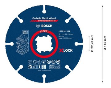 BOSCH Trennscheibe Expert Carbide Multi Wheel X-LOCK, Ø 115 mm, Trennscheibe, 22,23 mm