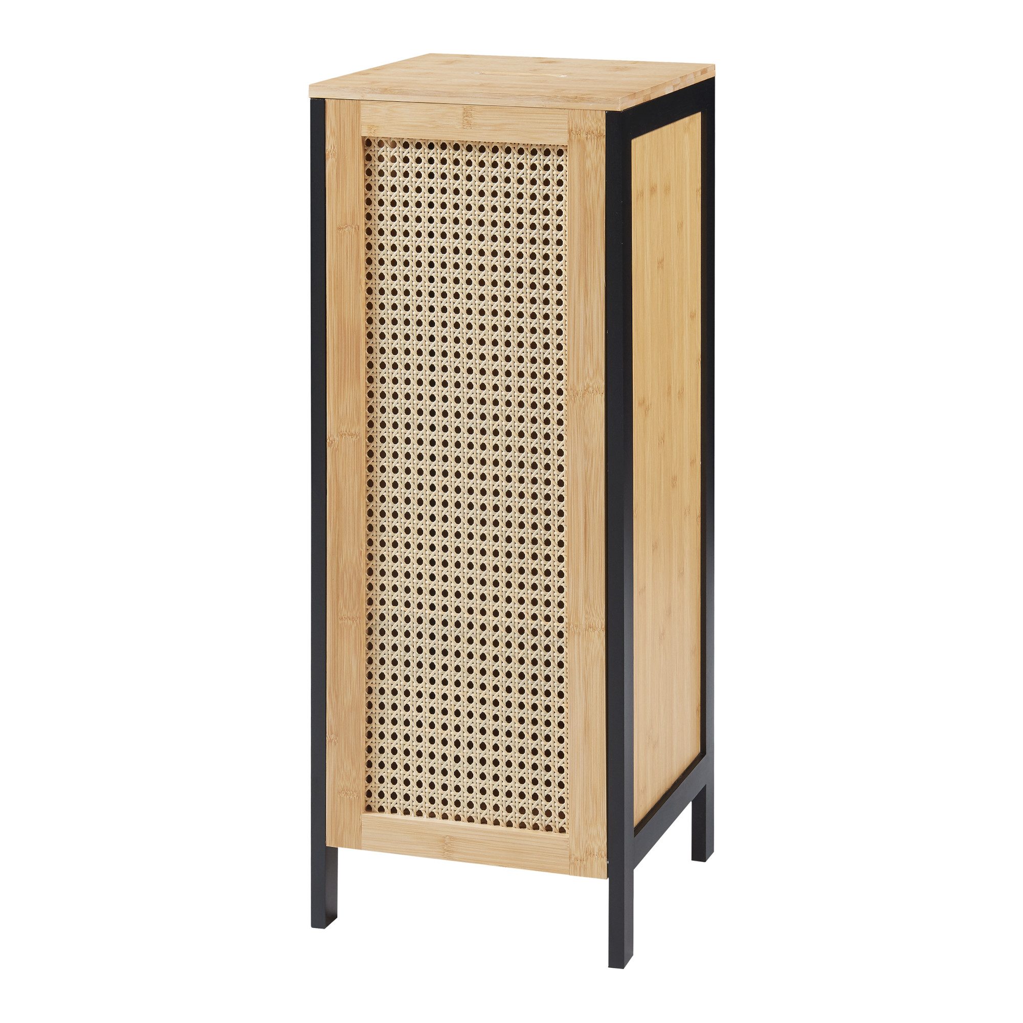 en.casa Wäschebox, »Tervola« 51 L 80x30x30 cm Schwarz / Bambus