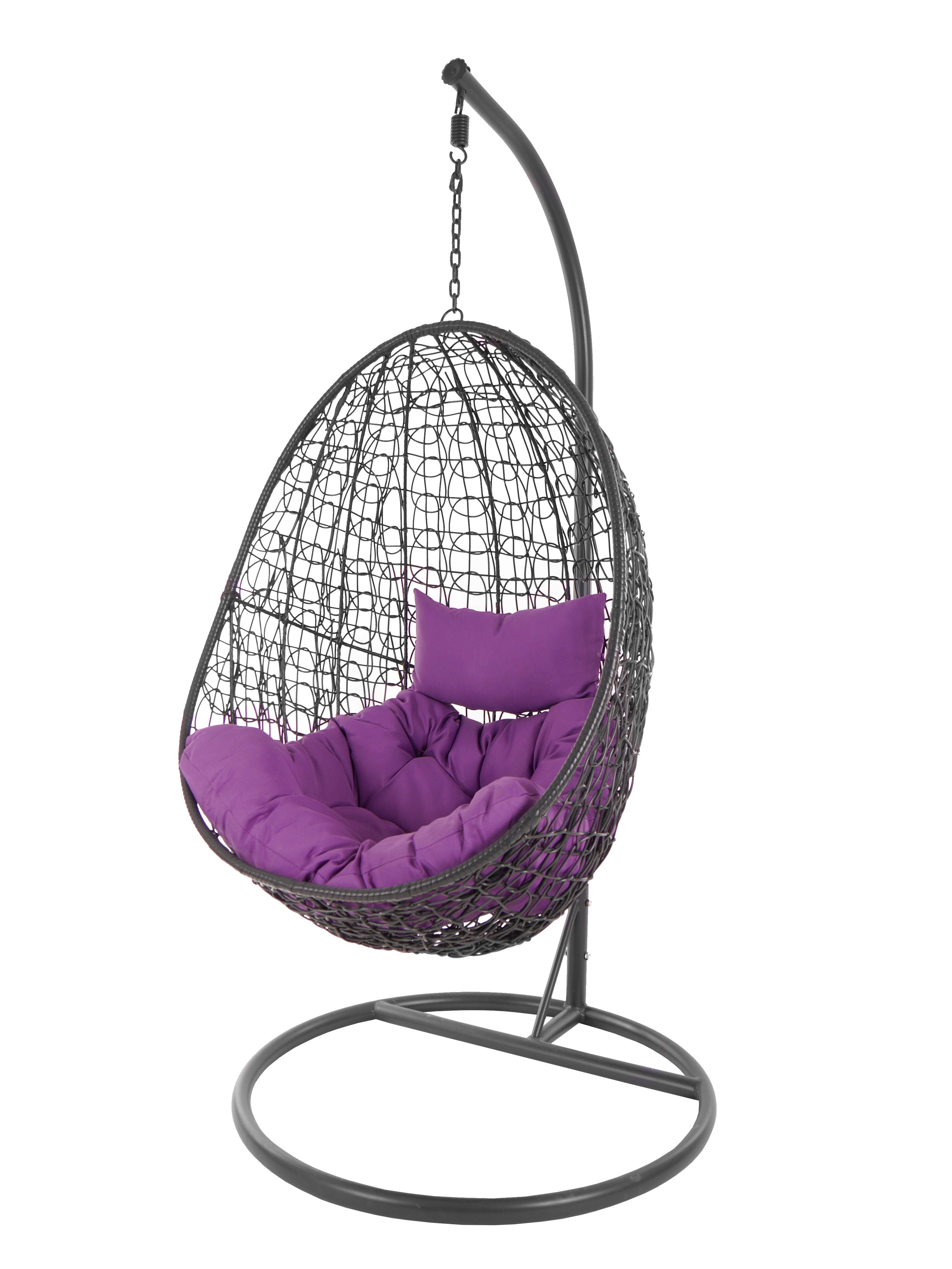 KIDEO Hängesessel moderner violet) Gestell (4050 lila Loungemöbel Chair, Kissen, anthrazit, Schwebesessel und mit Capdepera Hängesessel Swing