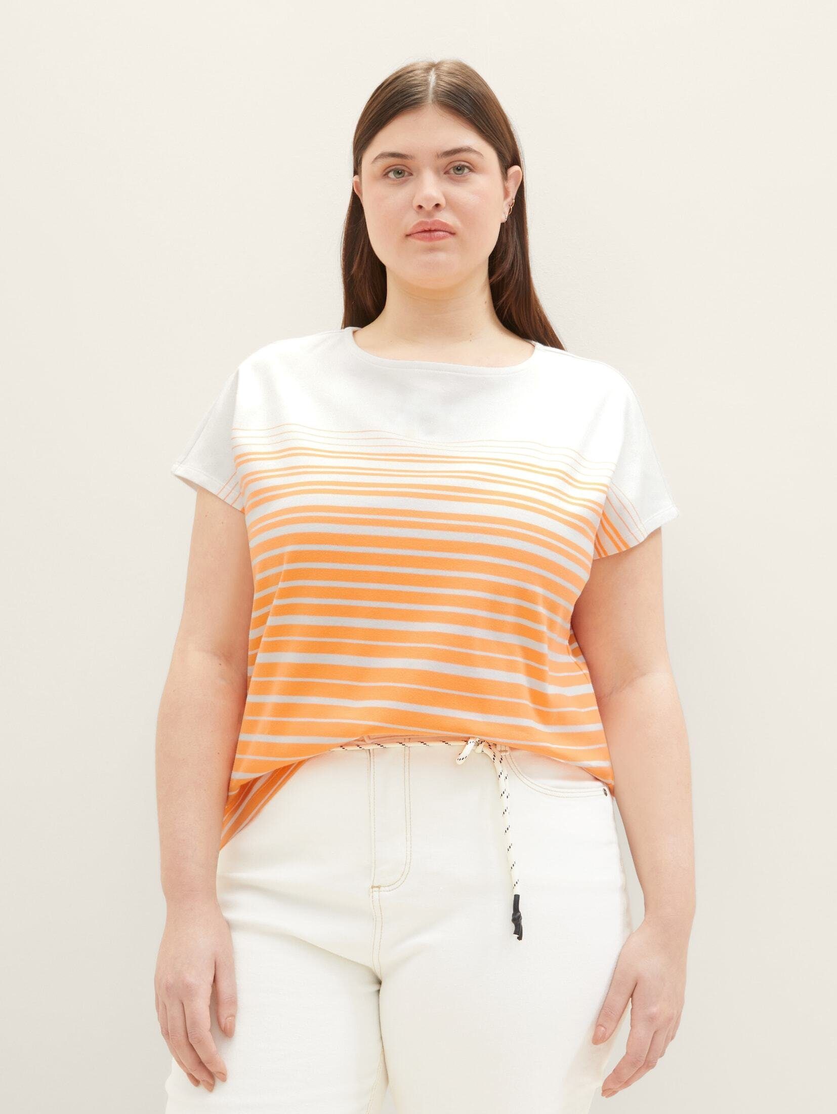 PLUS - stripe orange gradient T-Shirt T-Shirt Gestreiftes TOM TAILOR Plus