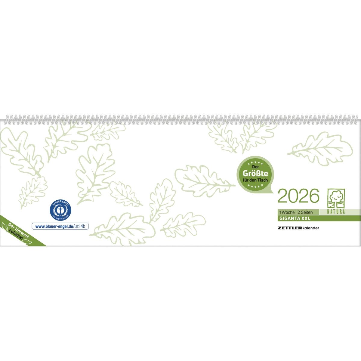 ZETTLER Schreibtischkalender Schreibtischquerkalender Giganta XXL 42,2x14,8cm RC Kalendarium 2026