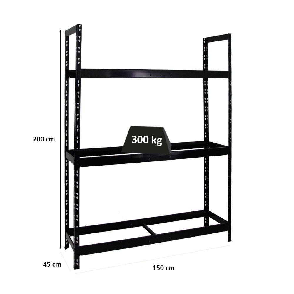 PROREGAL® Schwerlastregal XL Fachlast, 18-21 Schwarz Reifenregal bis 300kg Reifen Tiger zu