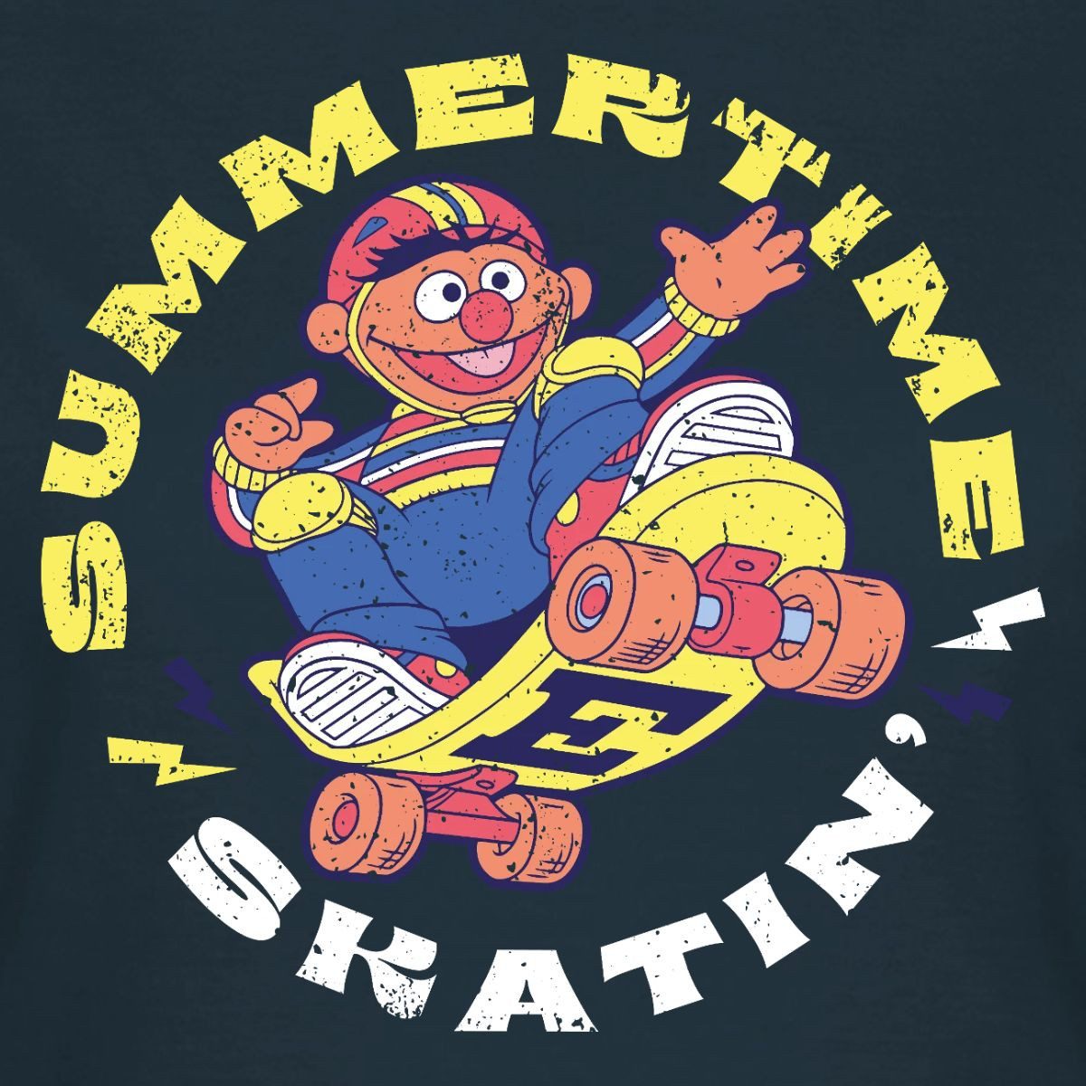 Spreadshirt T-Shirt Sesamstraße Ernie Summer Time Skatin' Skate Design Frauen T-Shirt (1-tlg) Slim Fit, fällt klein aus