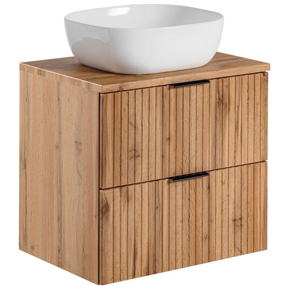 Lomadox Waschtisch ADELAIDE-56, Eiche gerillt, Keramik-Waschbecken, 61cm günstig online kaufen