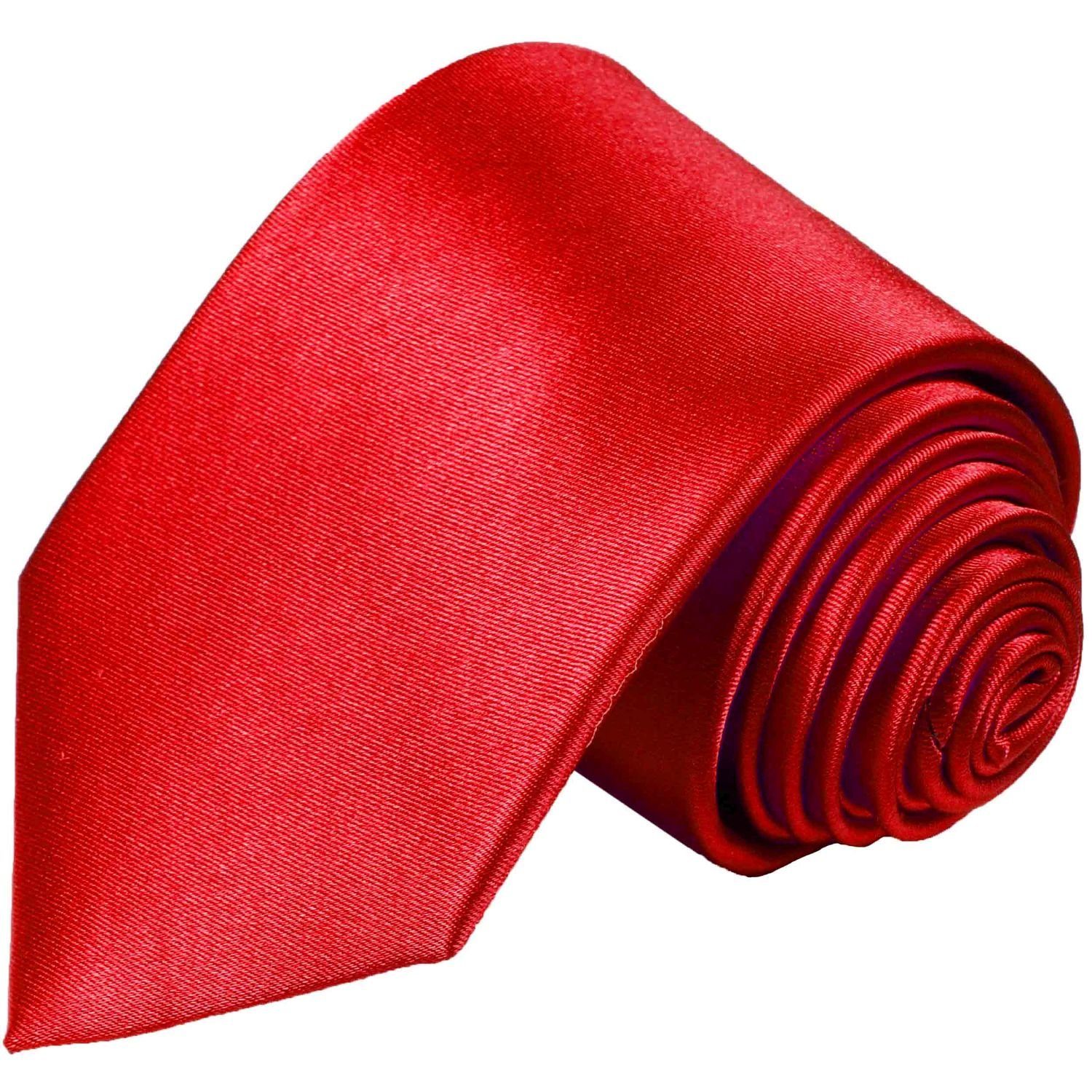 Paul Malone Krawatte Herren Seidenkrawatte Schlips modern uni satin Breit (8cm), rot 908