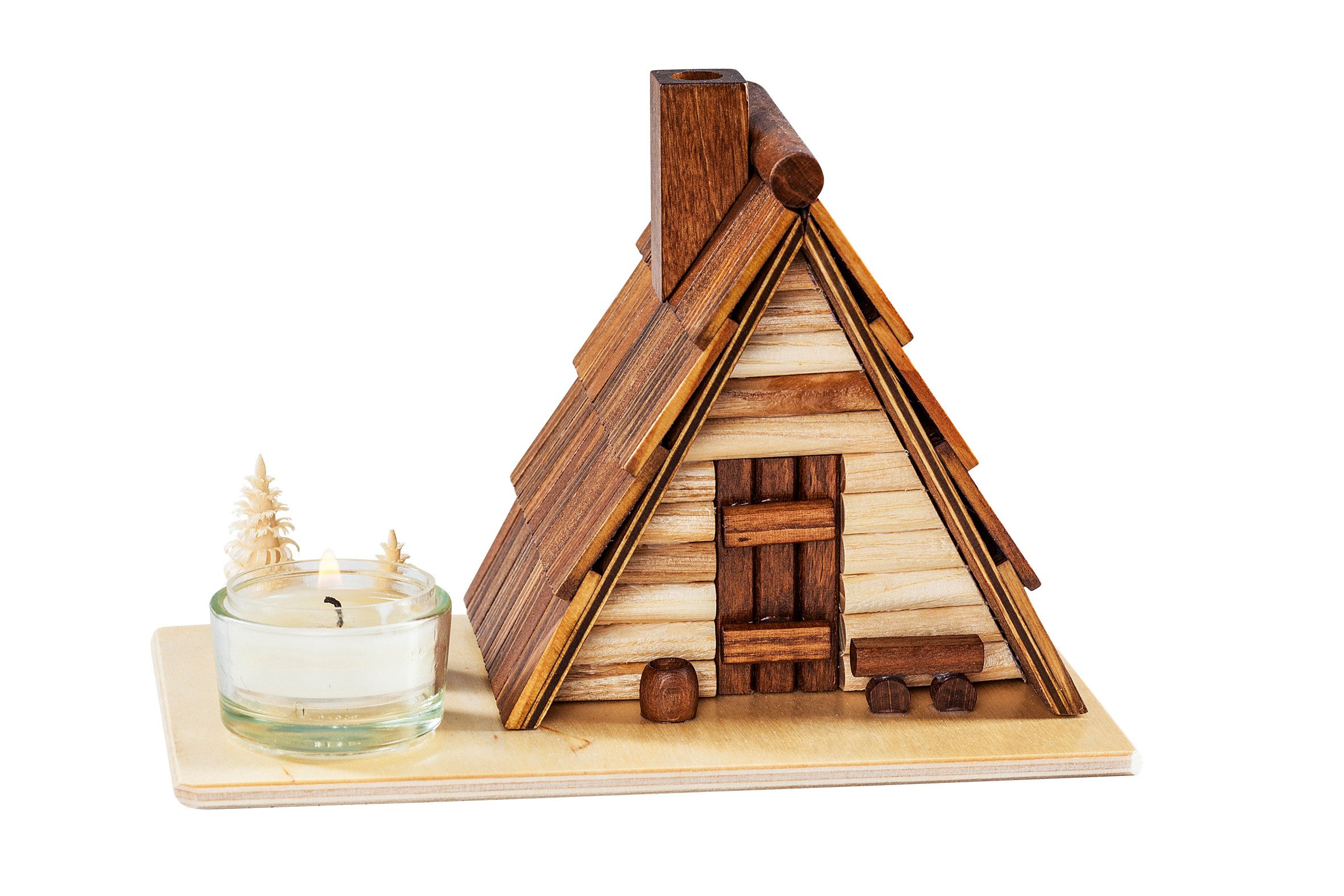 SAICO Original Фигурка курильщик Räucherhaus, Schutzhütte, für ein Teelicht, BxHxT: 18x12x11cm