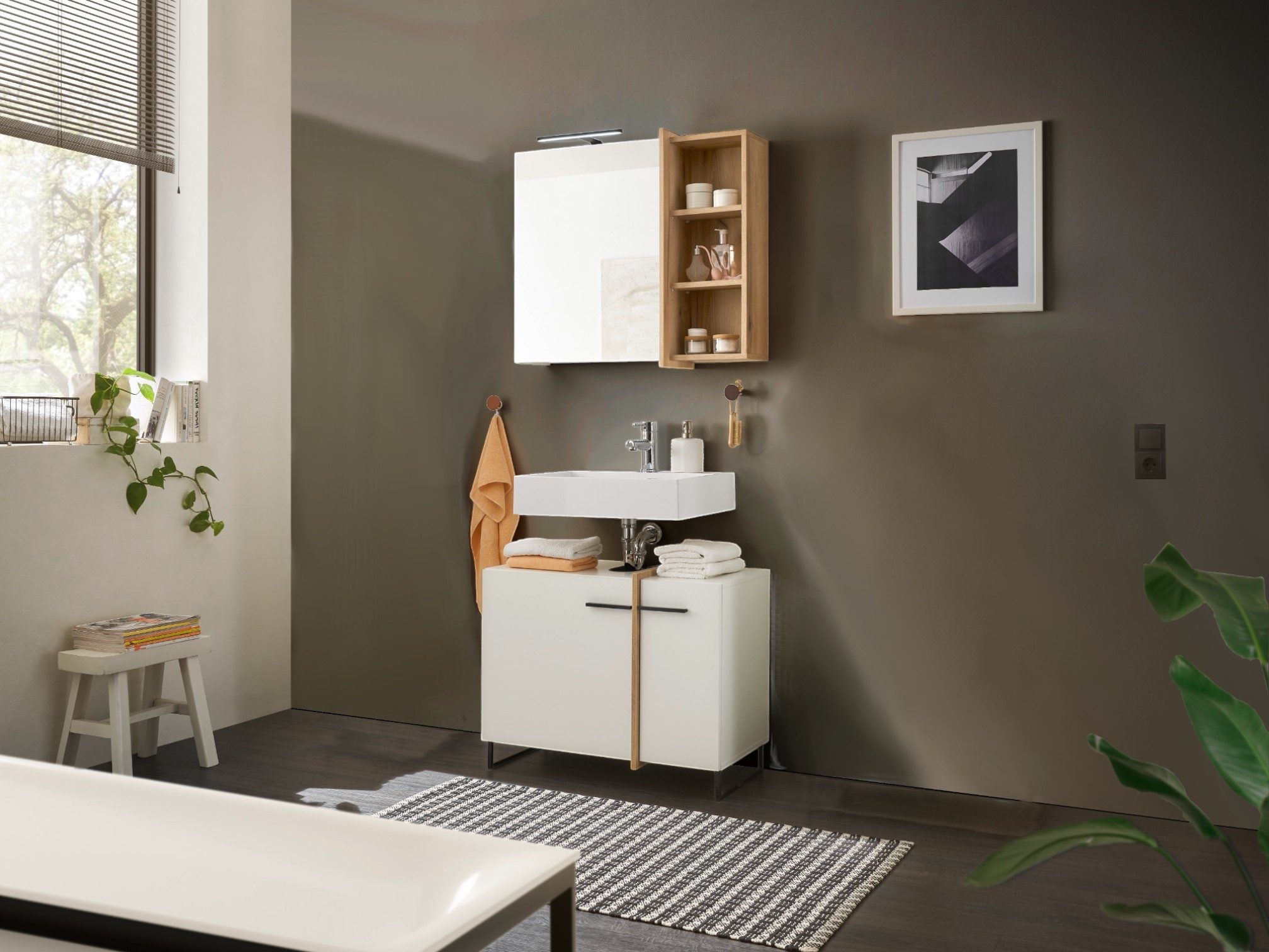 moebel-dich-auf Badmöbel-Set MESSINA, (Set 4, 2-St., Spiegelschrank, Wbu), Softclose-Funktion
